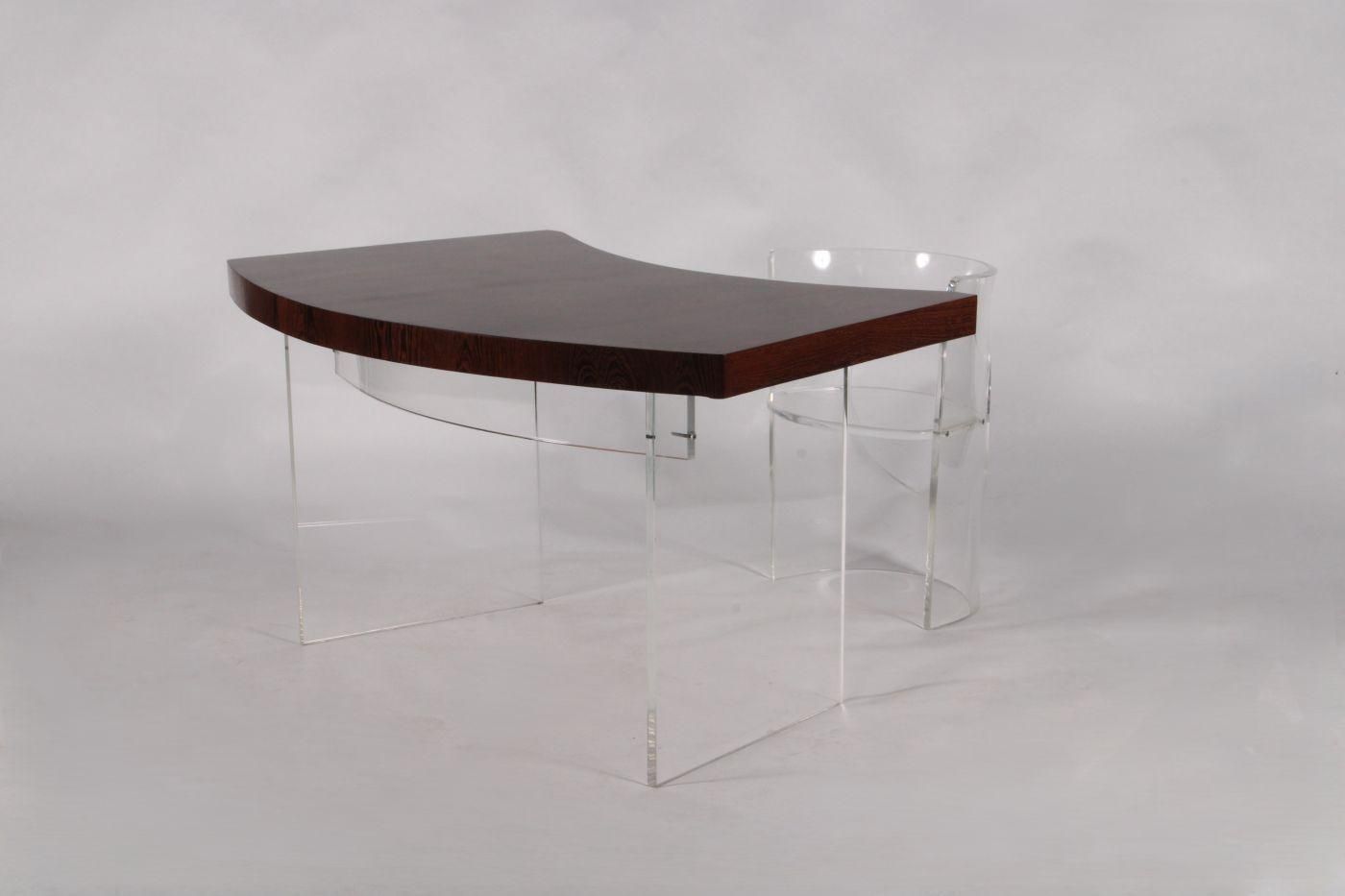 Rare And Beautiful Lucite & Wenge Desk Attributed To Danish Designer Poul Nørreklit * Free Uk Delivery photo furniture