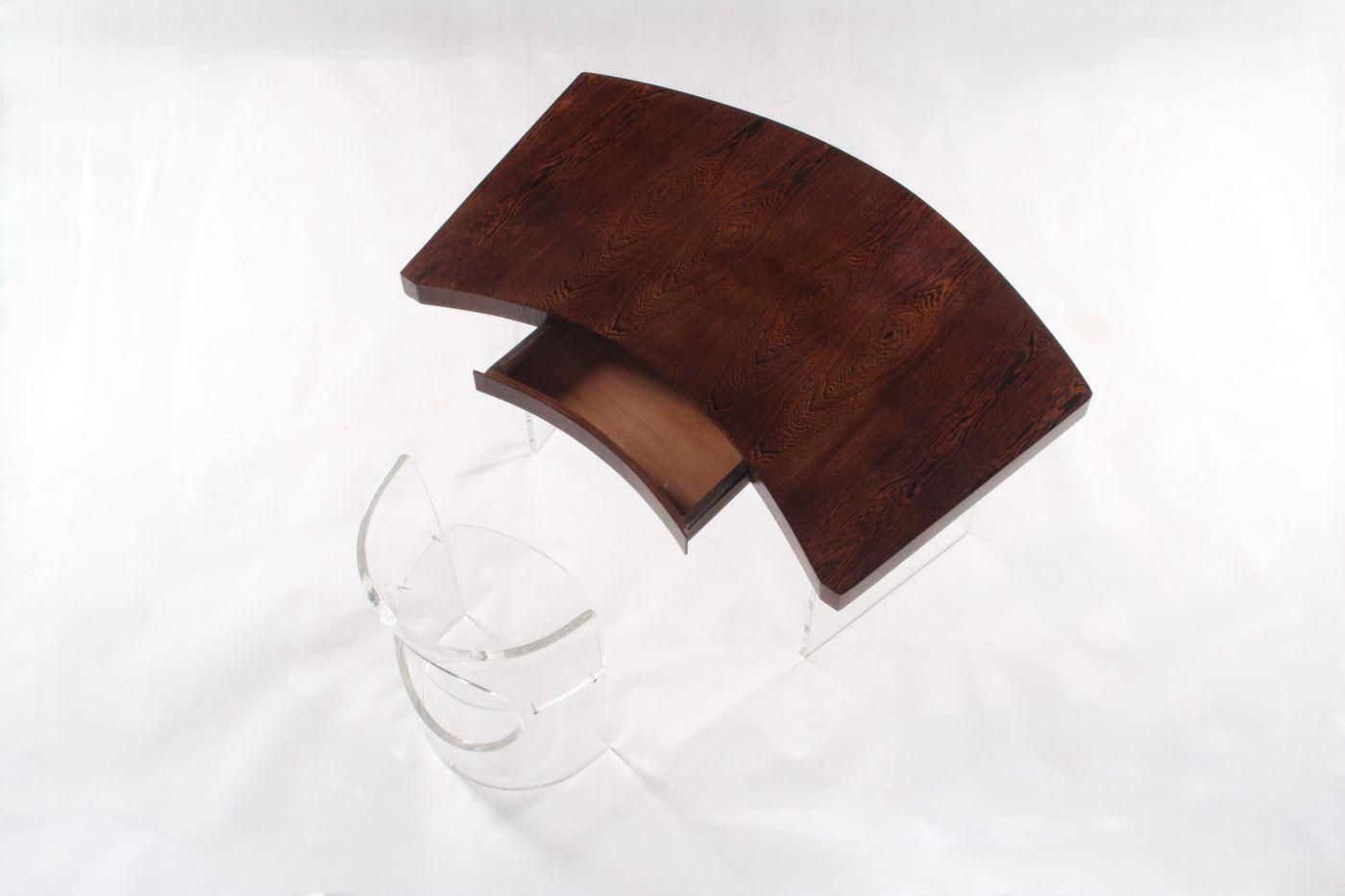 Rare And Beautiful Lucite & Wenge Desk Attributed To Danish Designer Poul Nørreklit * Free Uk Delivery photo 13500.0