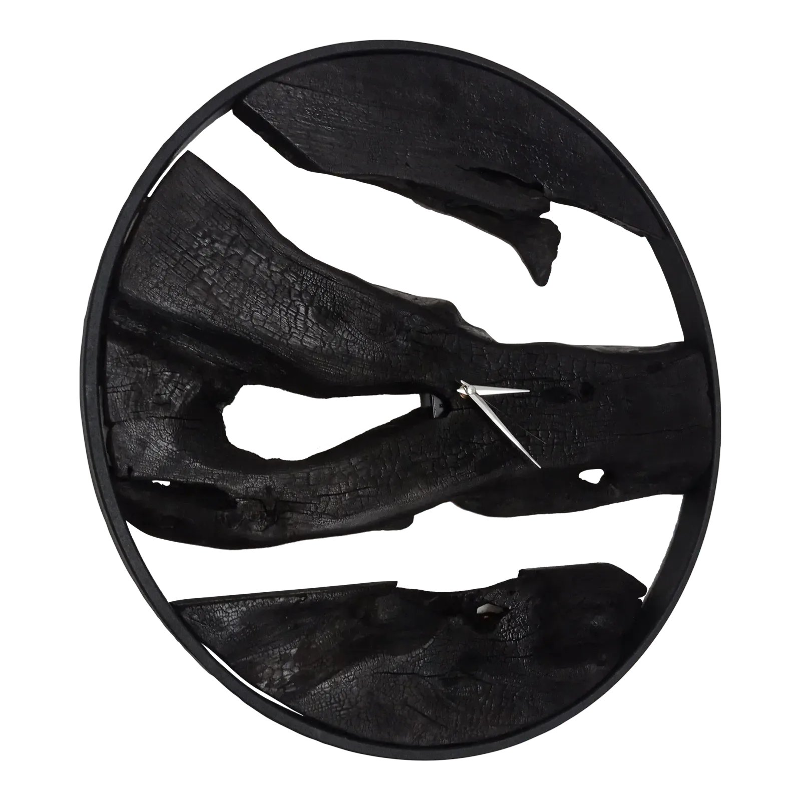 Shou Sugi Ban Olive Wood Wall Clock With Metal Frame