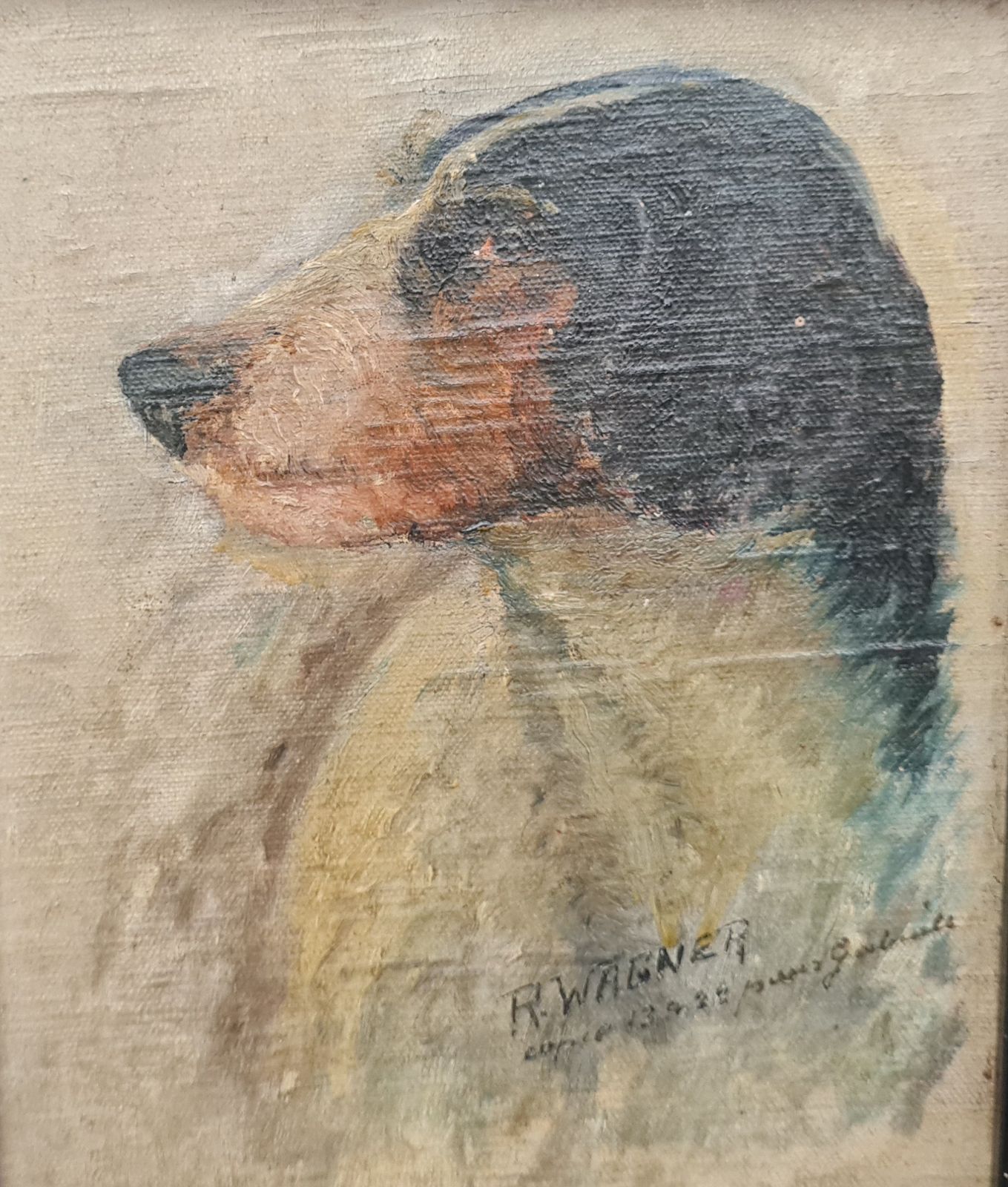 Lovely Antique Painting Of Gordon Setter Dog 1922 Free Delivery Uk photo furniture