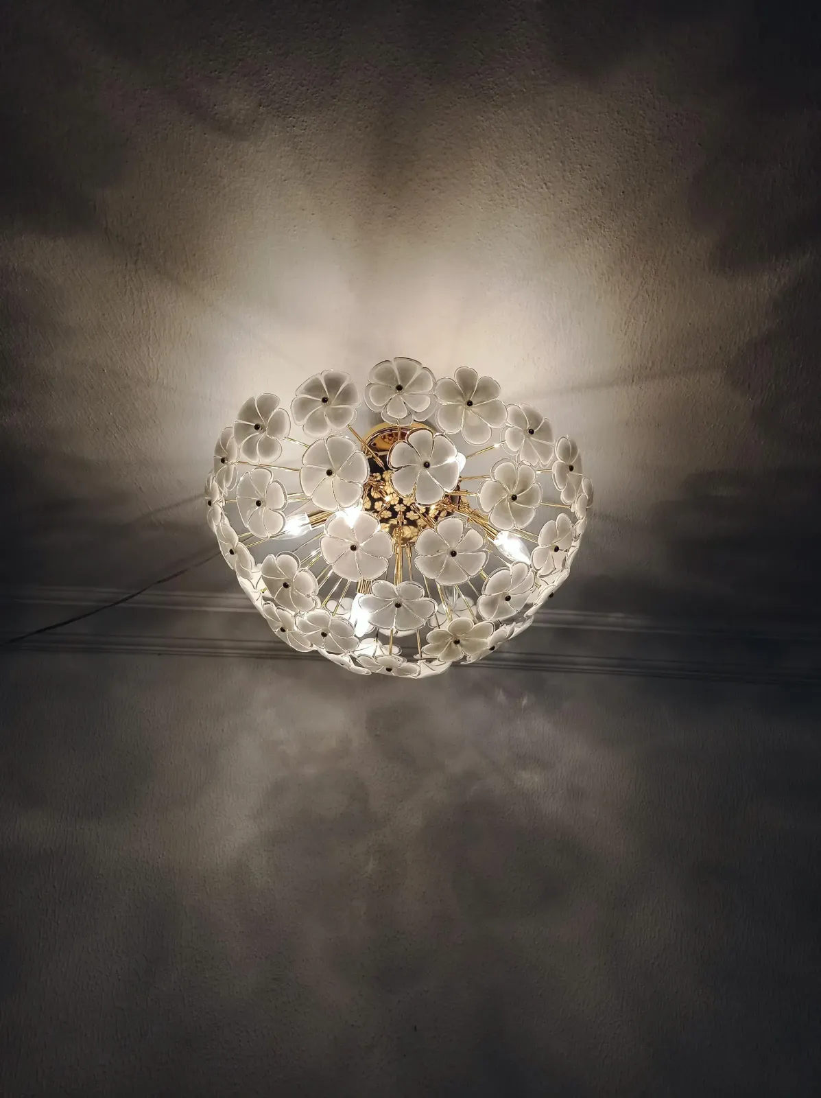 1980s Murano White Sputnik Calla Lily Light Chandelier photo buy