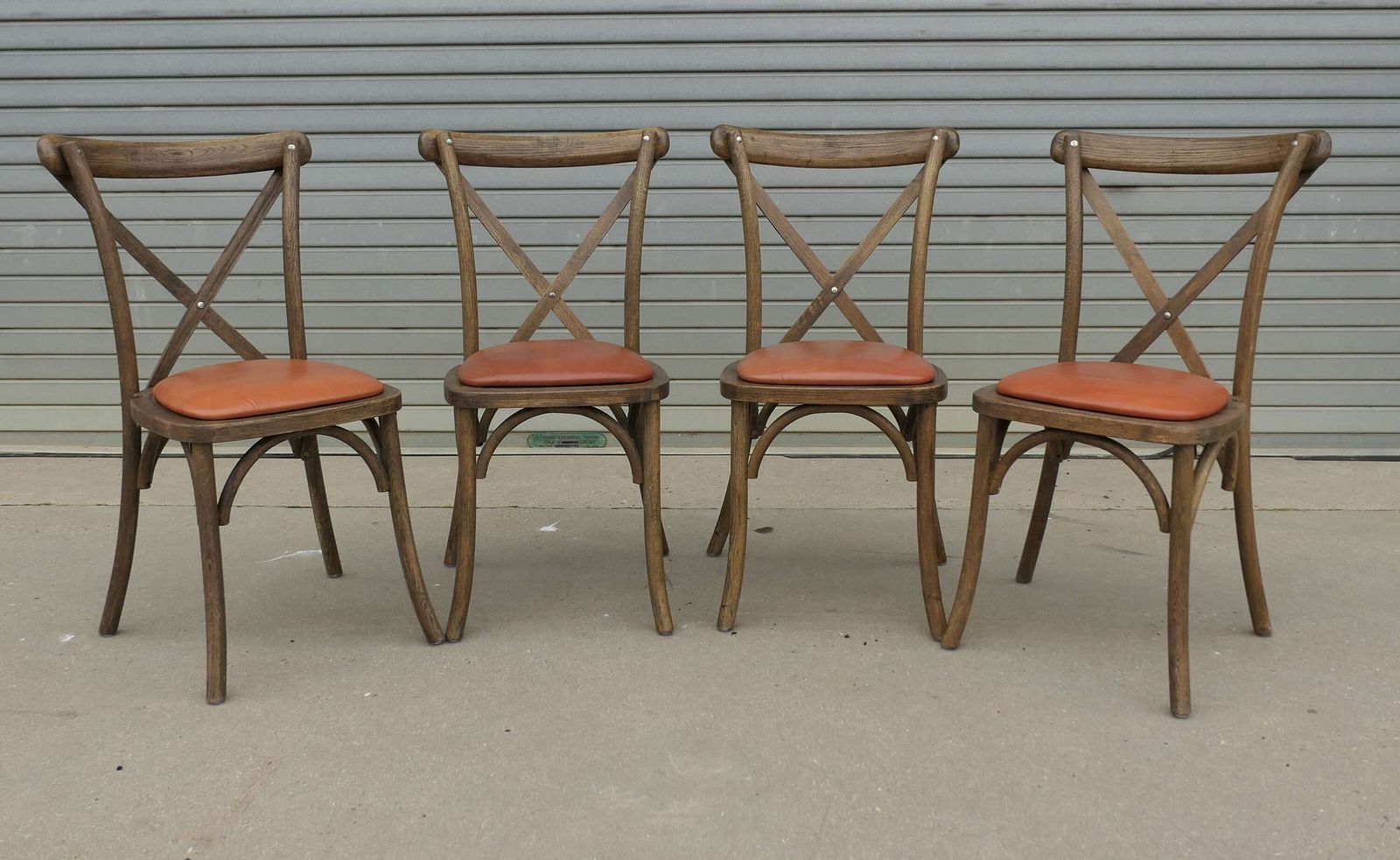 Set Of 4 French Bistro Chairs With New Leather Seats This Is A Good Sturdy Set photo for sale
