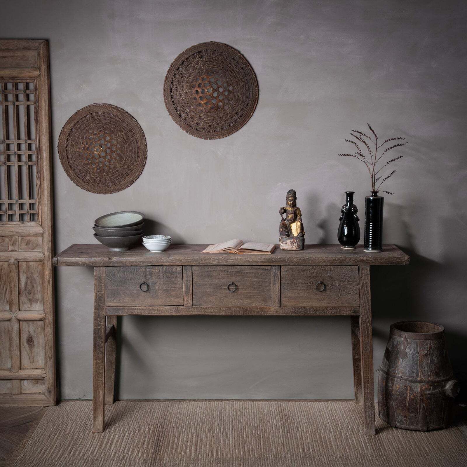 Rustic 3 Drawer Console Table   19th Century