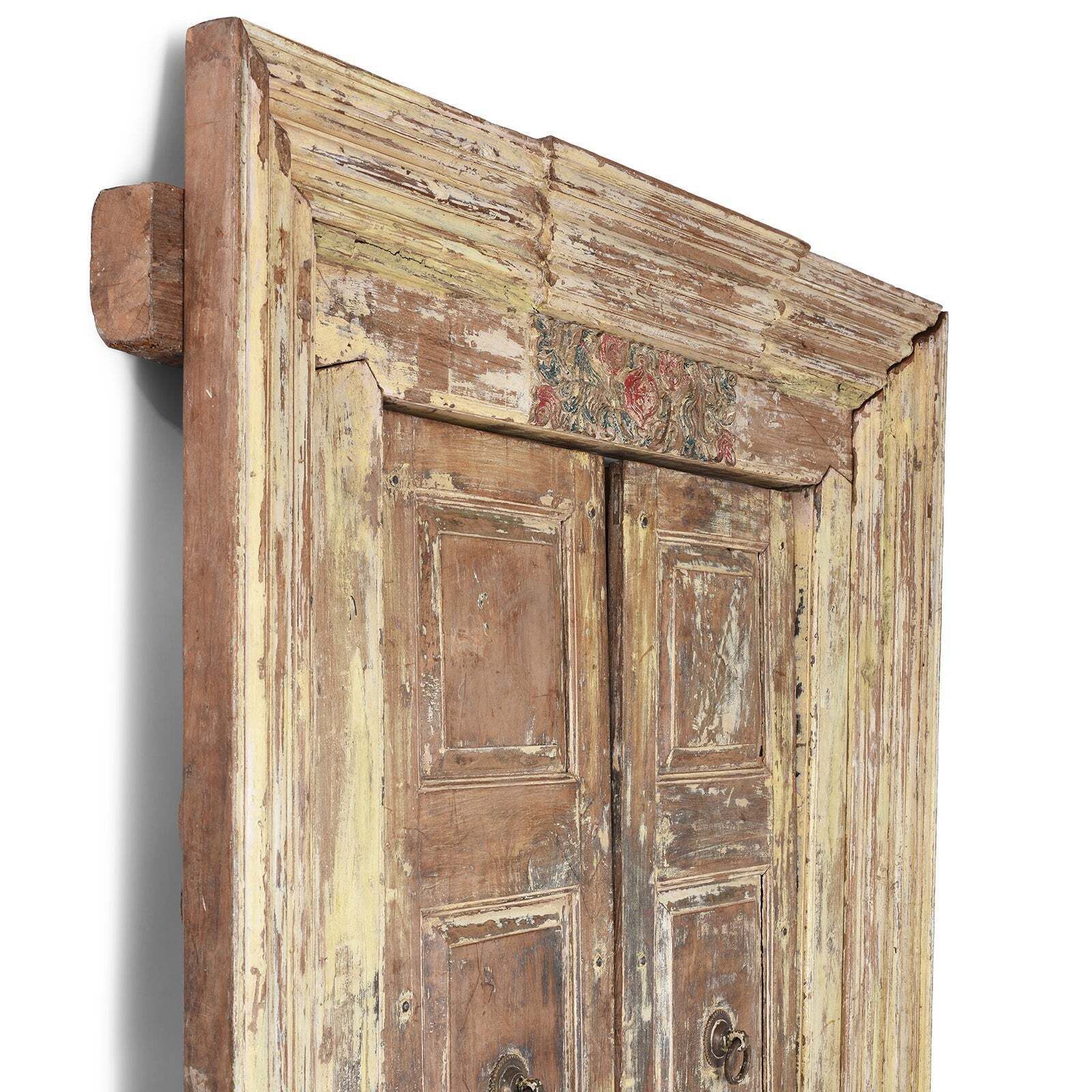 Painted Indian Door & Frame From Gujarat   19th Century photo 1815.0