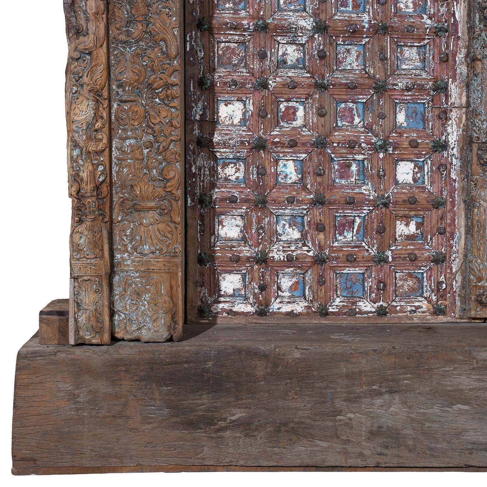 Painted & Carved Door From The Punjab   19th Century photo vinterior