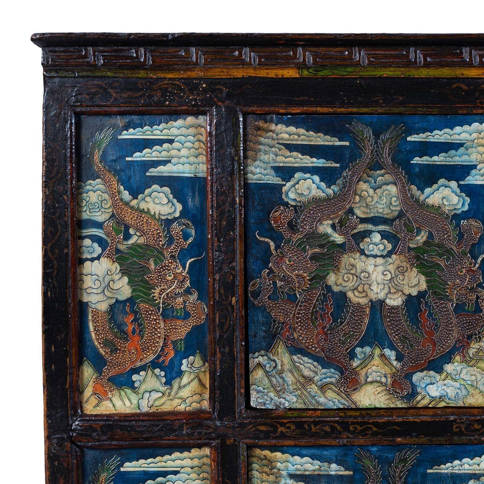 Tibetan Painted Altar Cabinet With Later Painting photo for sale