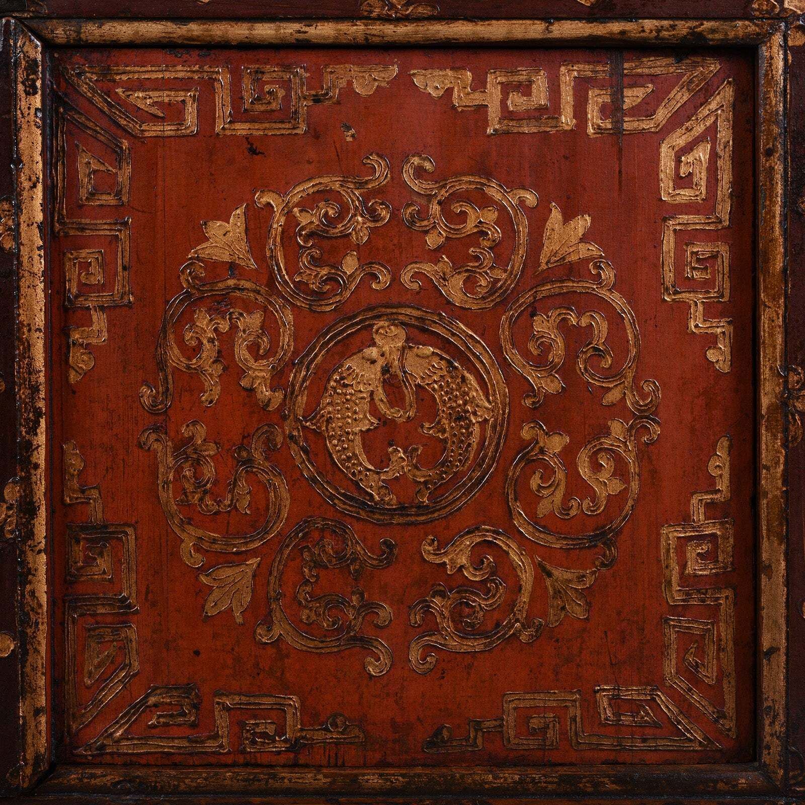 Red & Gold Painted Tibetan Altar Cabinet  19th Century photo vinterior