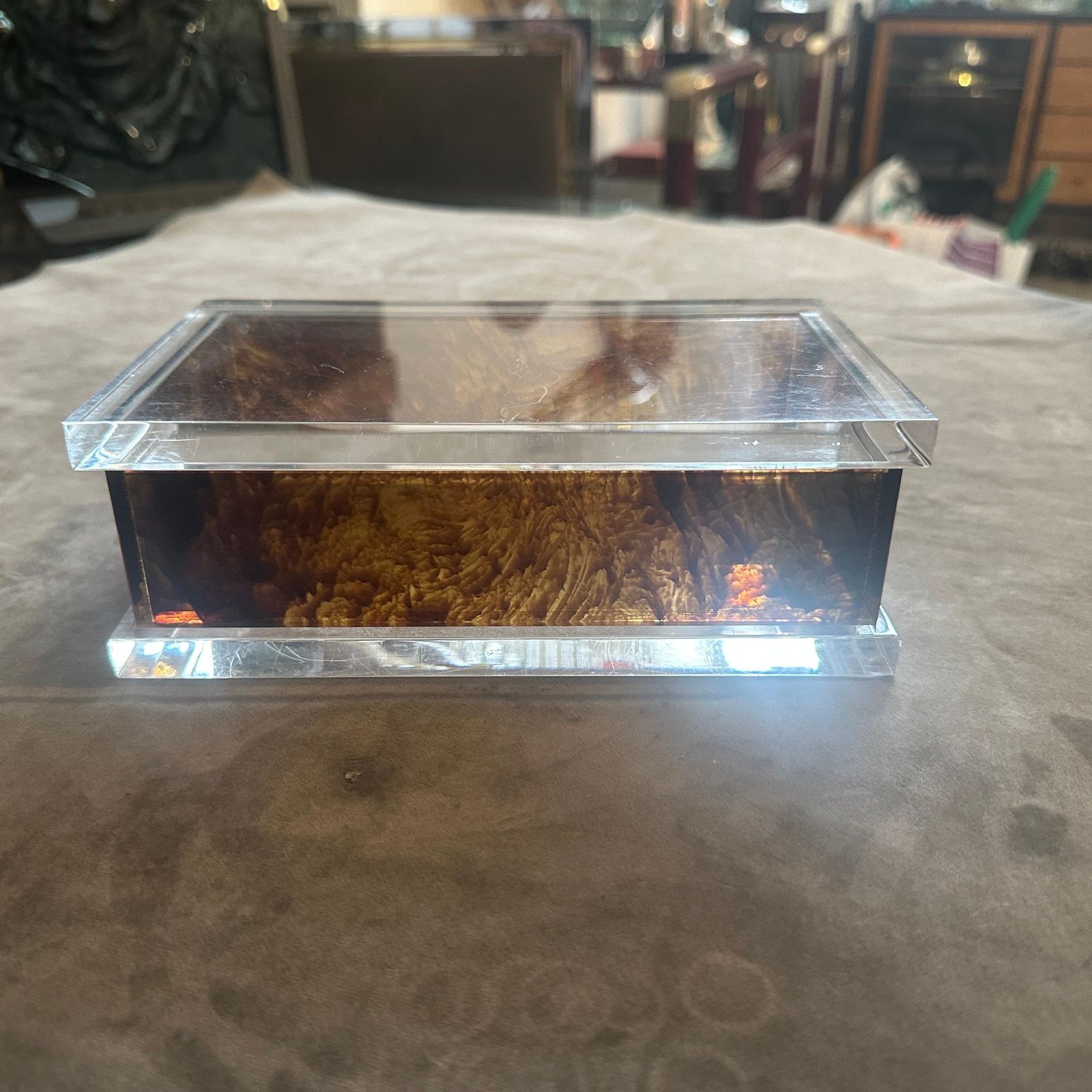 1970s Clear And Faux Tortoiseshell Lucite Vanity Box In The Manner Of Dior Home photo 332.0