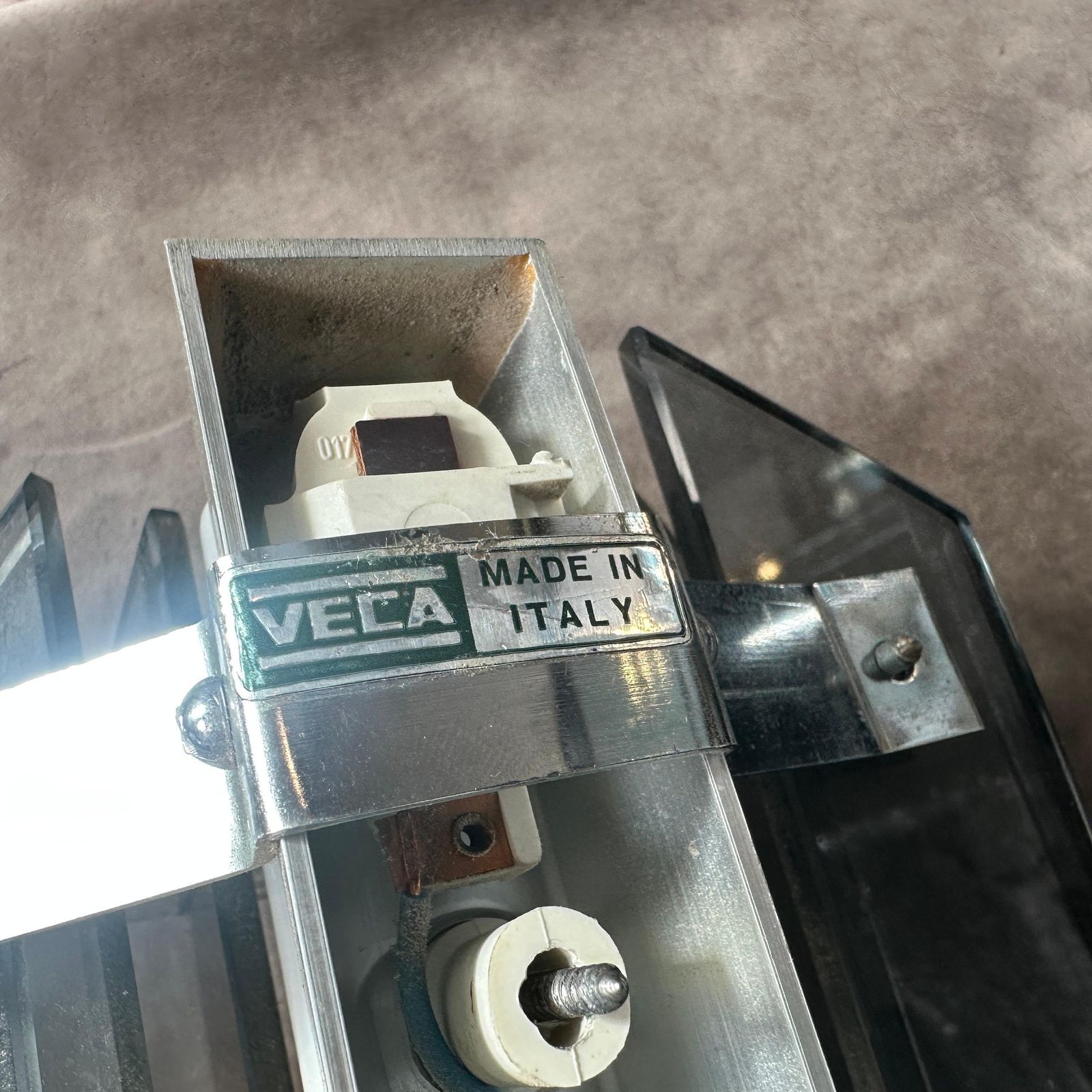 1960s Space Age Gray Glass And Steel Wall Sconces By Veca photo 975.0