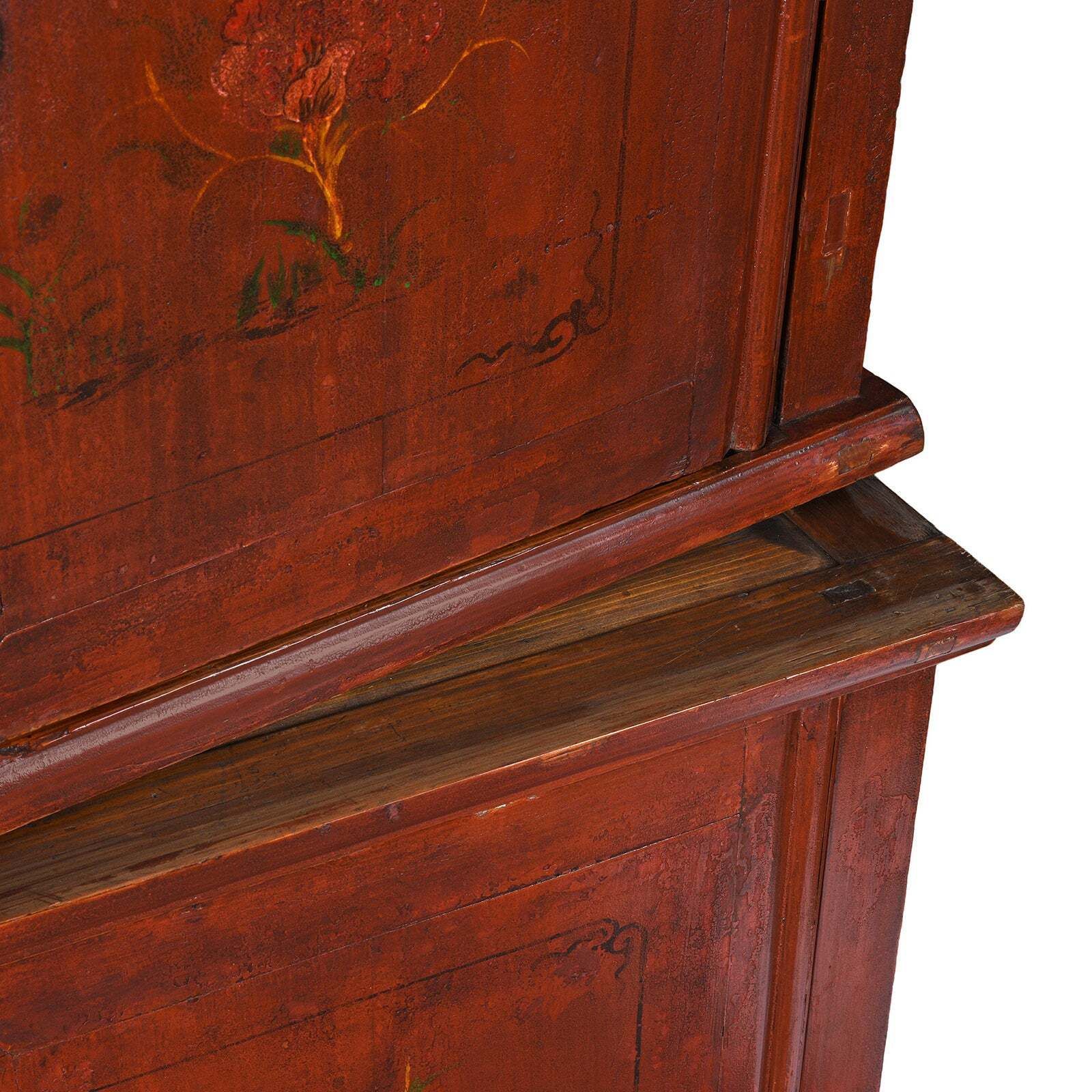 3795.0 Red Lacquer Zhejiang Wedding Cabinet   19th Century photo