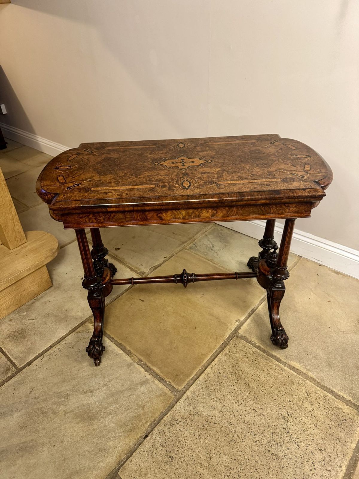 Fantastic Quality Antique Burr Walnut Marquetry Inlaid Card Table