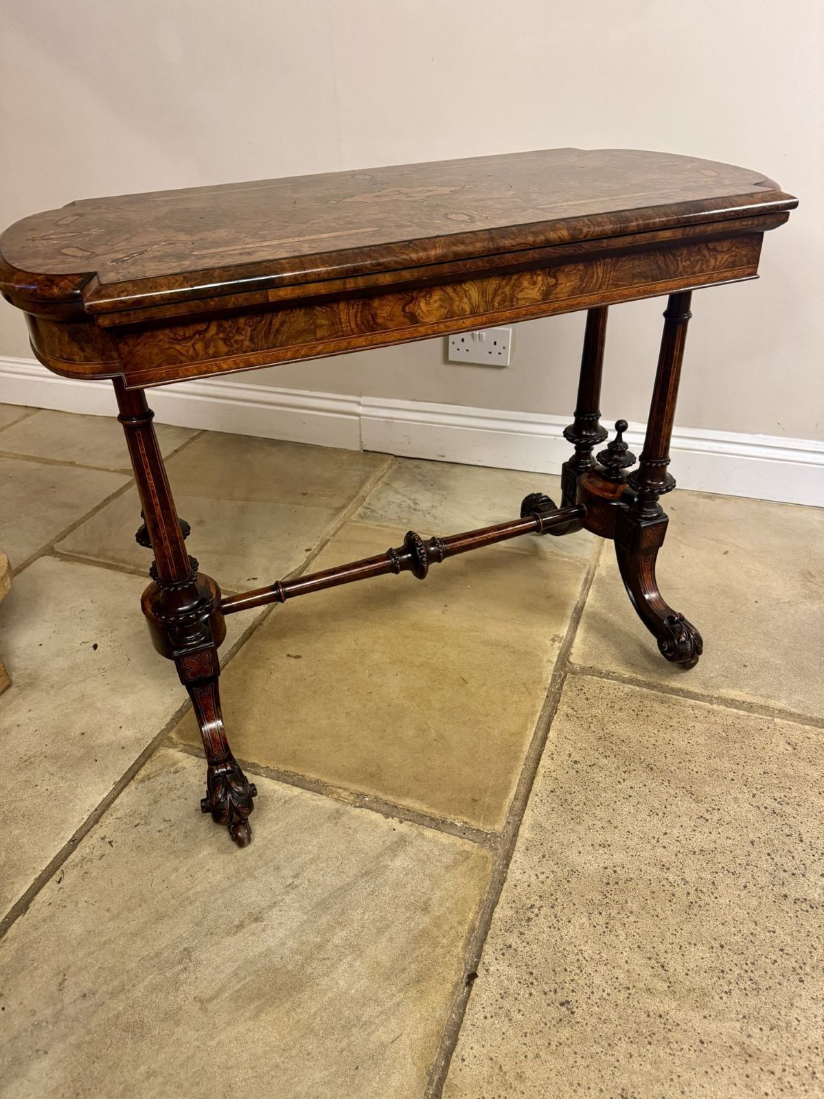 Fantastic Quality Antique Burr Walnut Marquetry Inlaid Card Table photo 2350.0