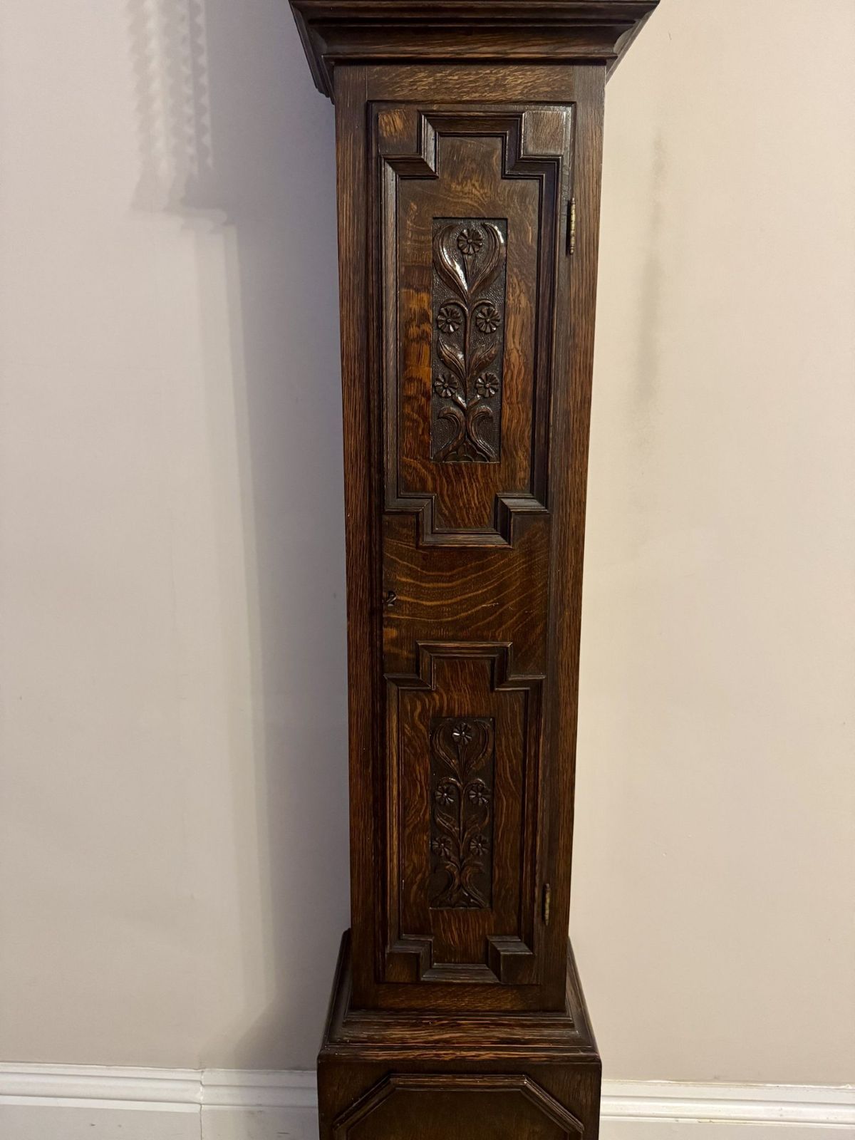 Fine Quality Antique Oak Triple Weight Chiming Grandmother Clock photo Home Decor