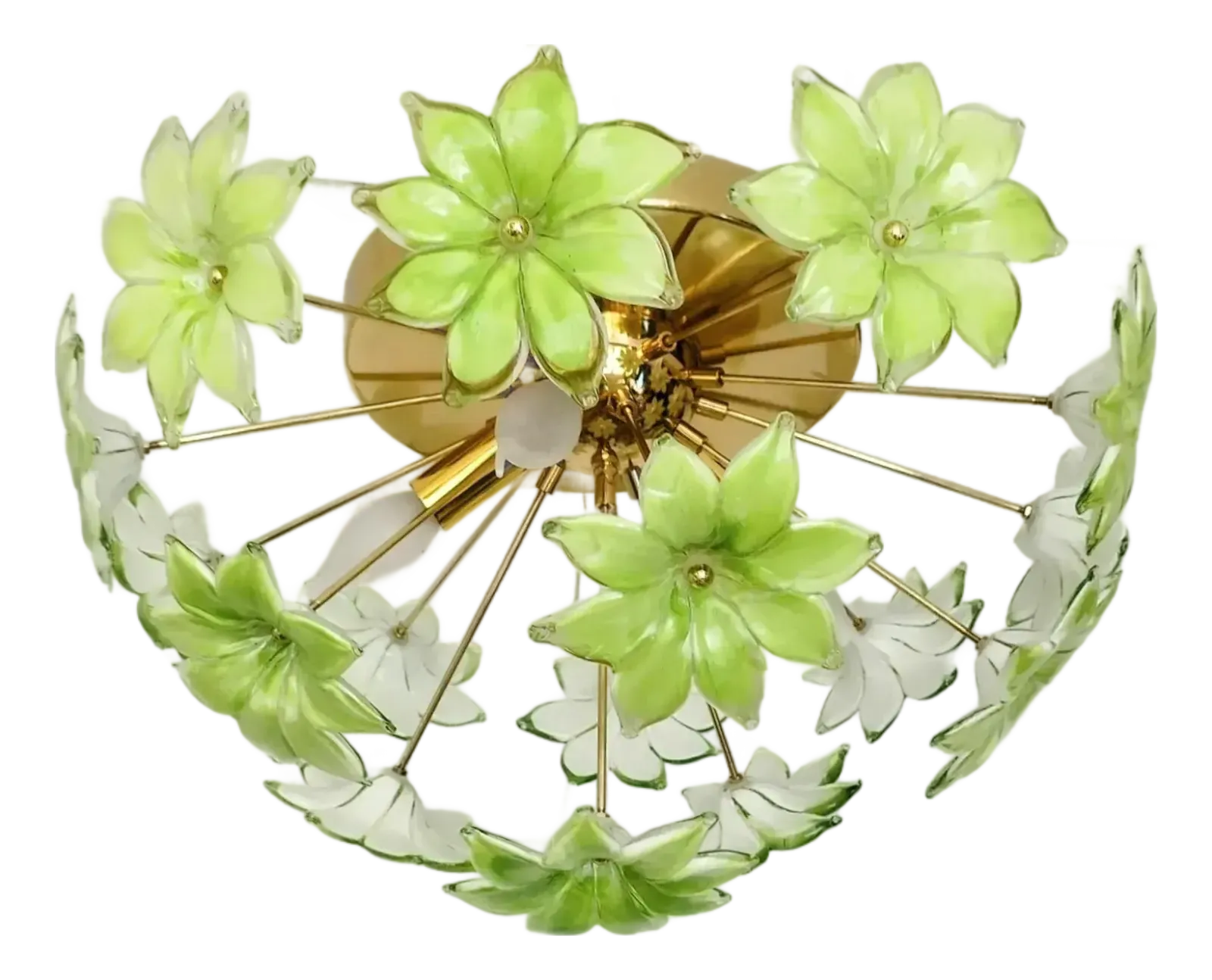 Chandelier Green Murano Styled Glass Flower Sputnik Flush Mount Light photo furniture