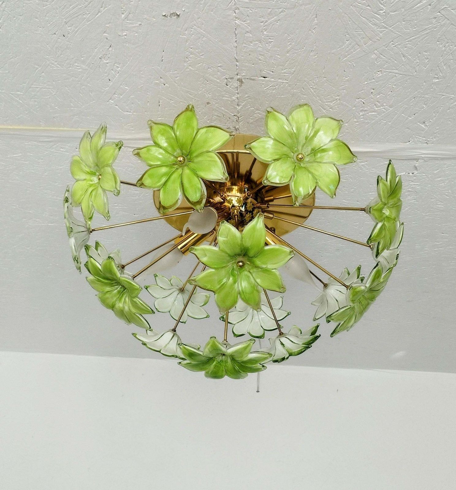 Chandelier Green Murano Styled Glass Flower Sputnik Flush Mount Light photo 999.0