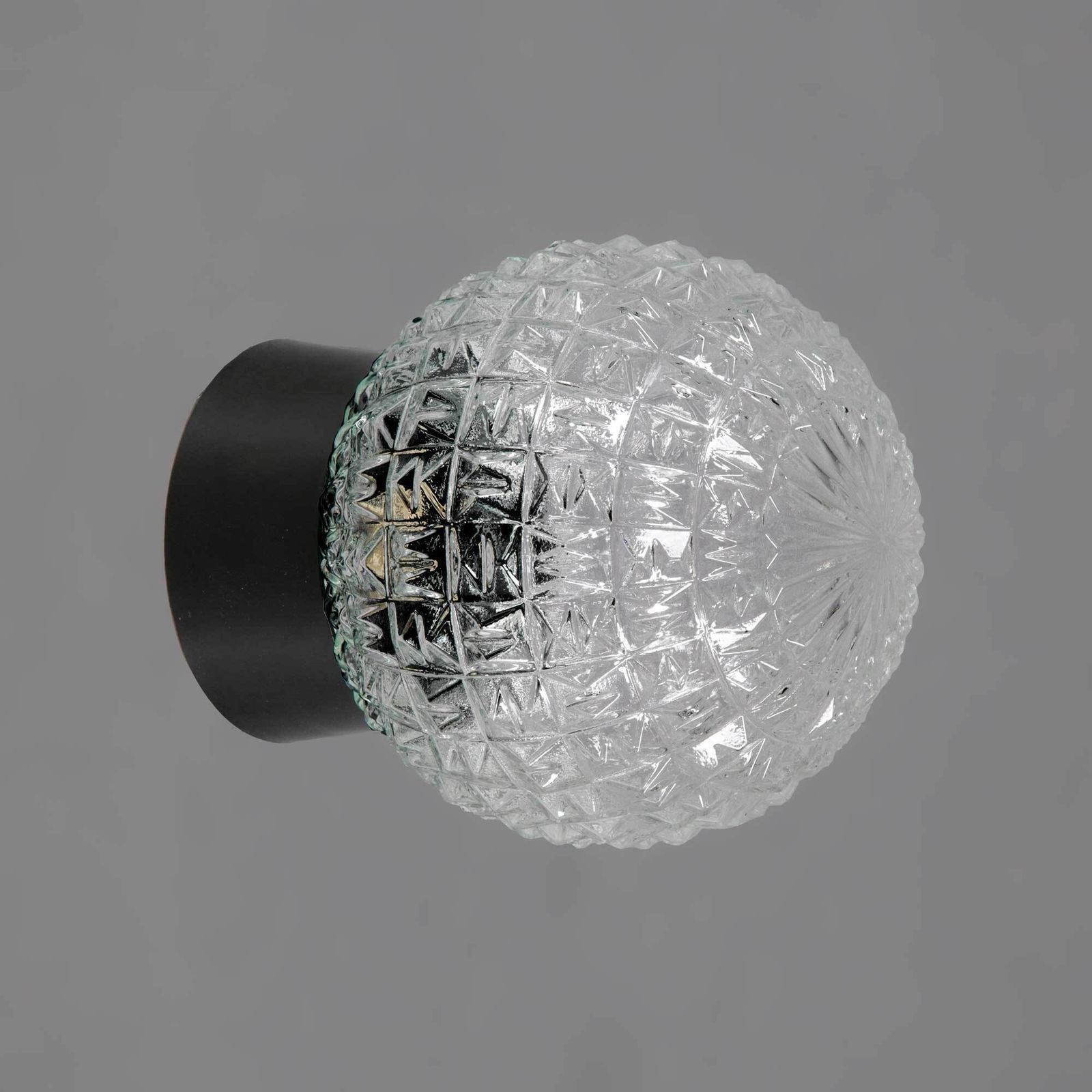 Small Vintage Crystal Cut Glass Flush Light photo for sale