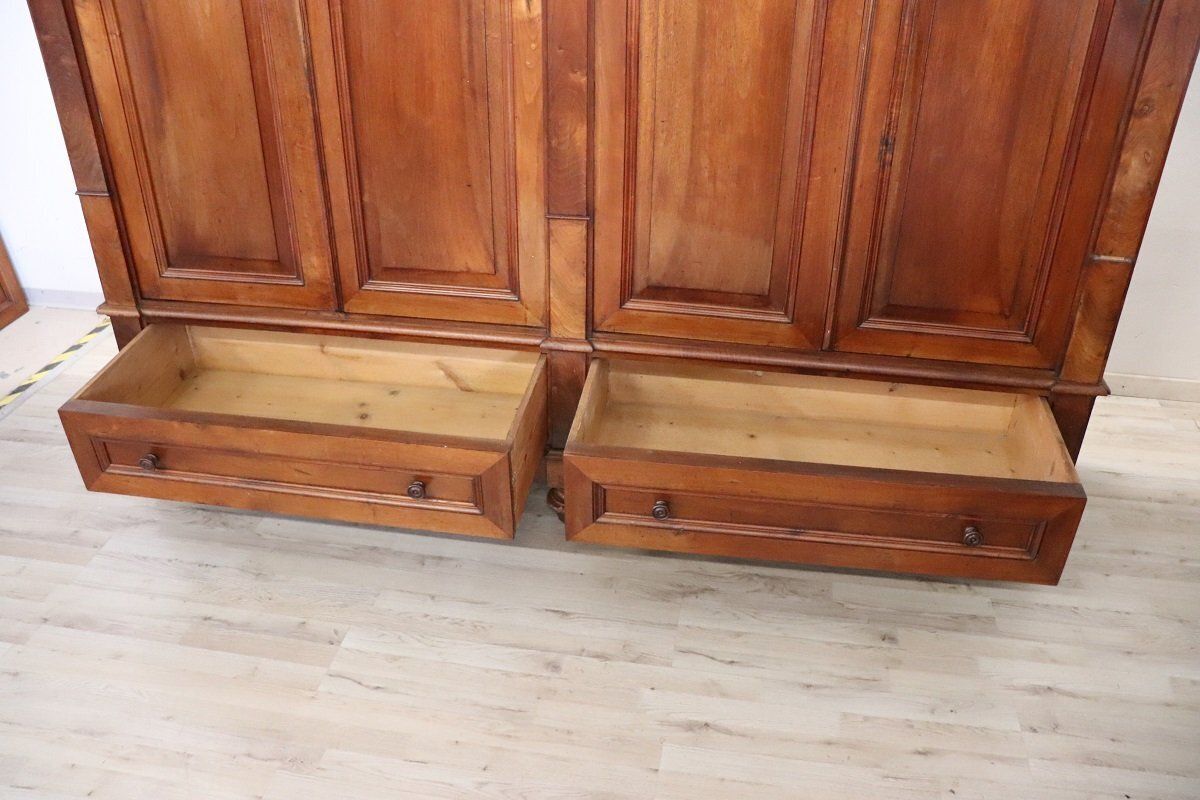 Furniture Large Antique 19th Century 4 Door Wardrobe In Walnut photo