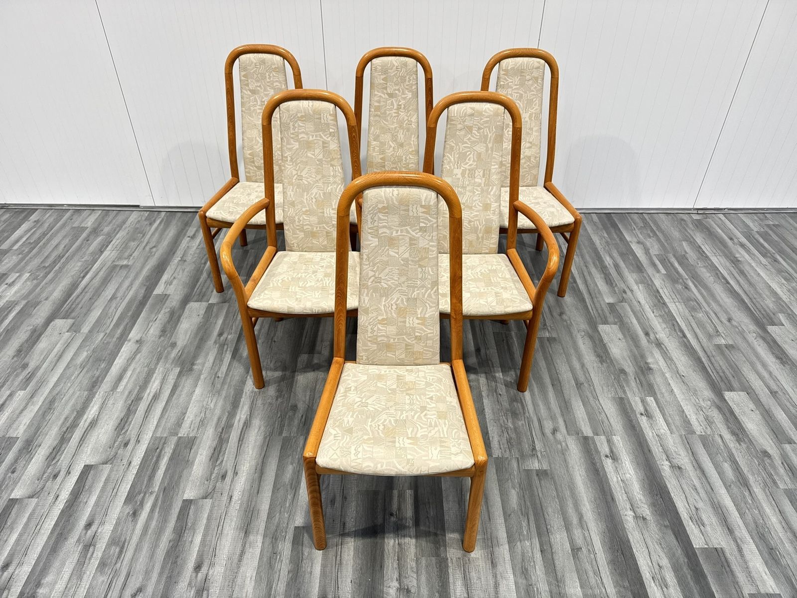 Danish Dining Chairs In Teak With Fabric Seats By Kvist, Set Of 6 photo for sale