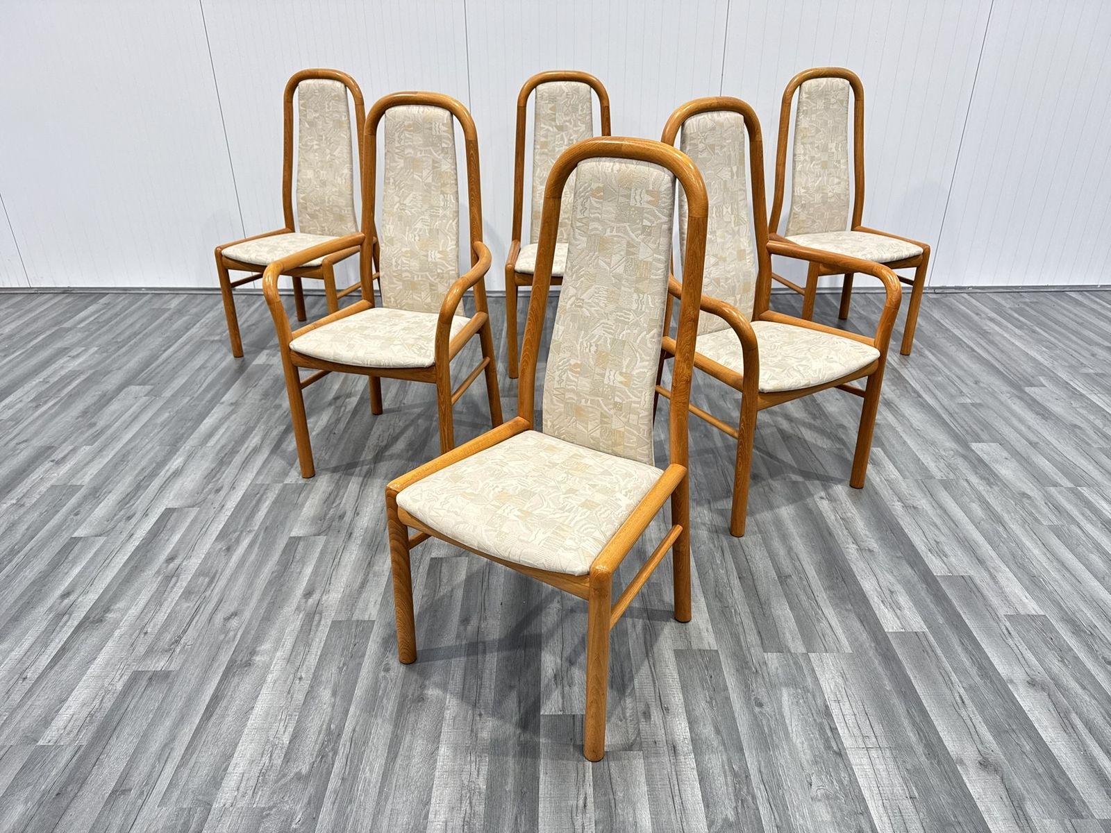 Danish Dining Chairs In Teak With Fabric Seats By Kvist, Set Of 6