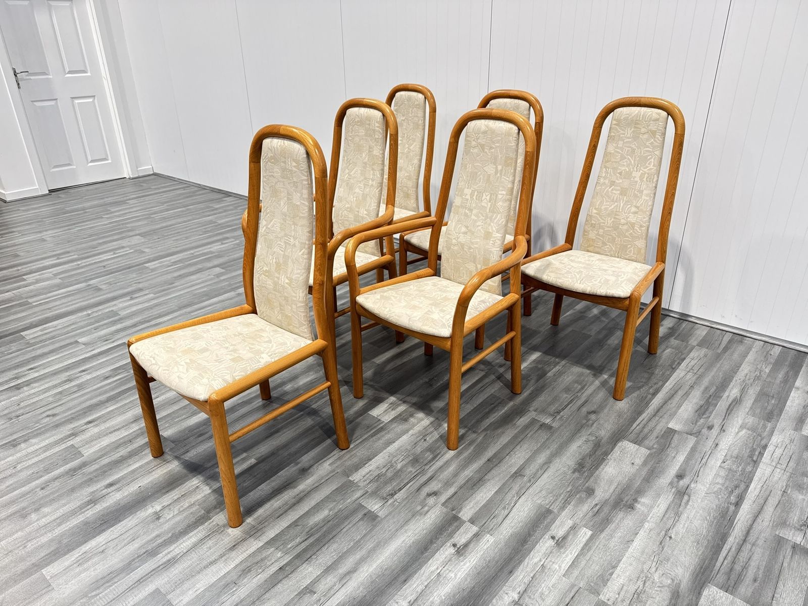 Danish Dining Chairs In Teak With Fabric Seats By Kvist, Set Of 6 photo vinterior