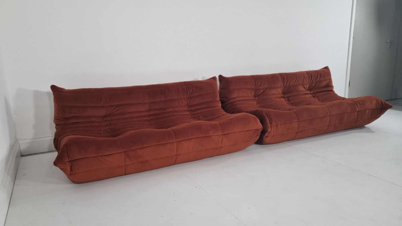 Ligne Roset Pair Of 3 Seater Togo's In Russet Velvet Immaculate photo Furniture