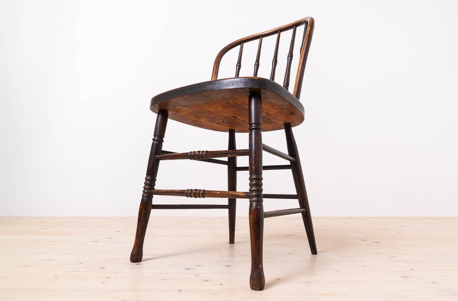 Set Of 4 Countryside Style Dining Chairs, Spindle Back, Rustic Character, Early 20th Century photo vintage