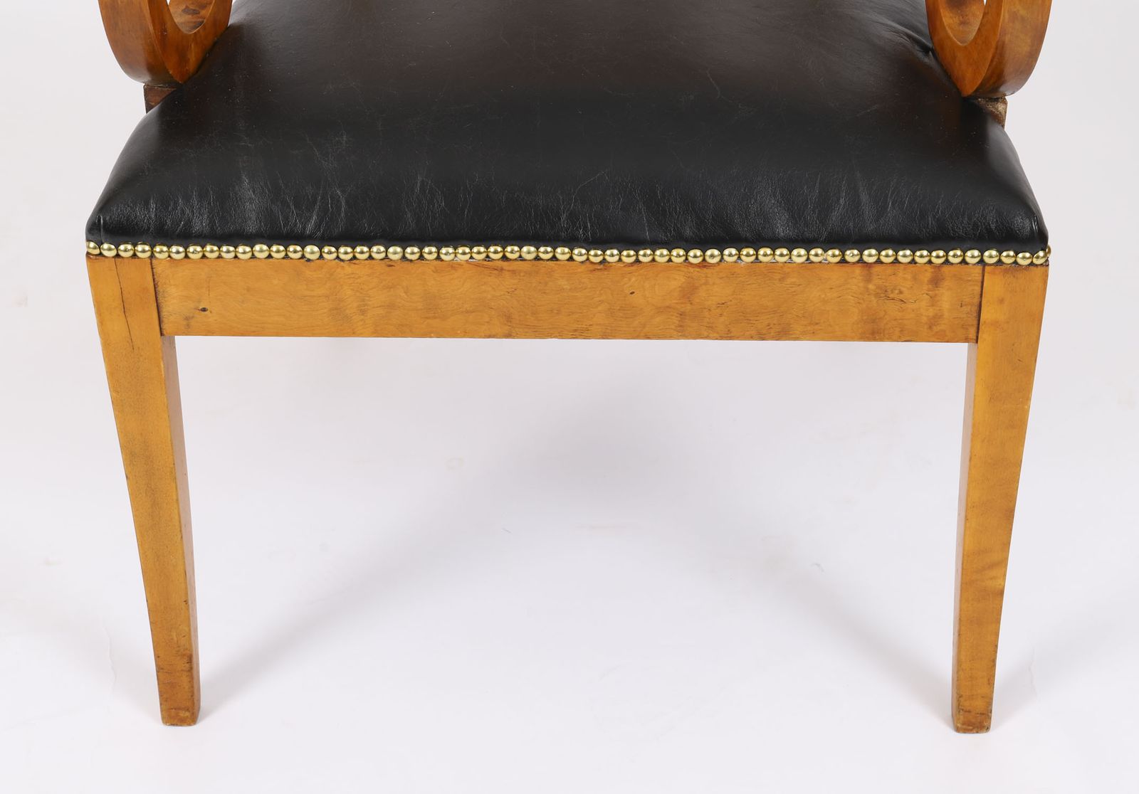 Antique Pair Swedish Biedermeier Birchwood Ebonized Armchairs 19th Century photo vintage