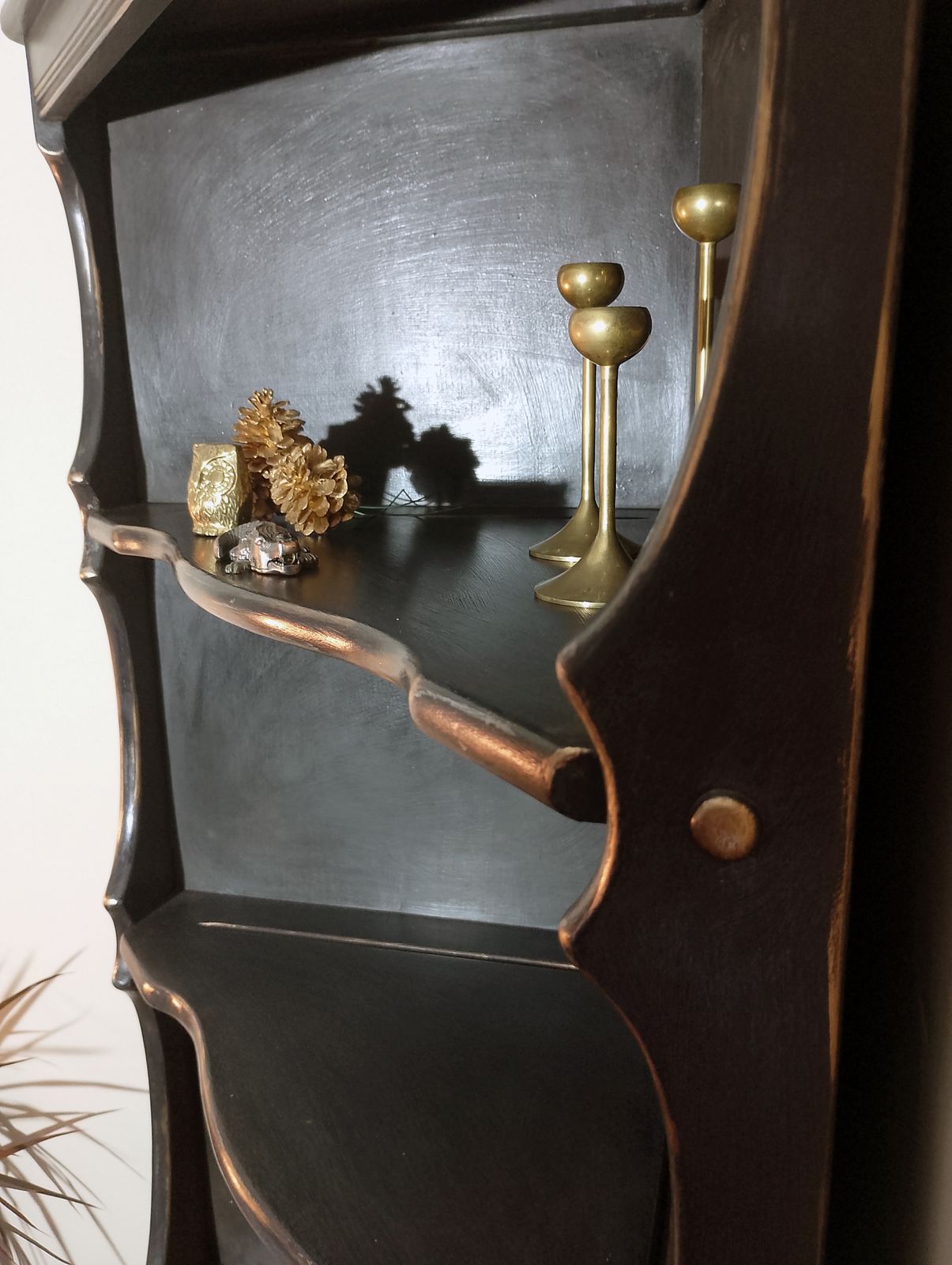 Ercol Corner Cabinet In Athenian Black With Hand Painted Gold Highlights photo vintage