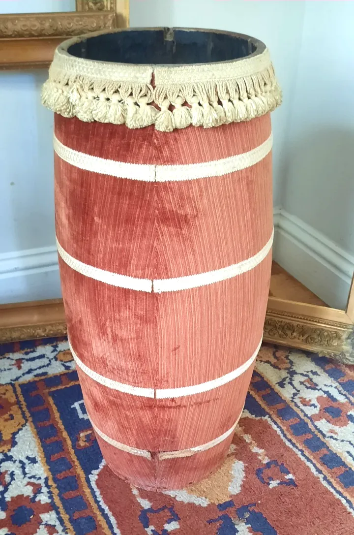Antique Upholstered Stick Stand Barrel Umbrella Holder Cane Stand photo 95.0