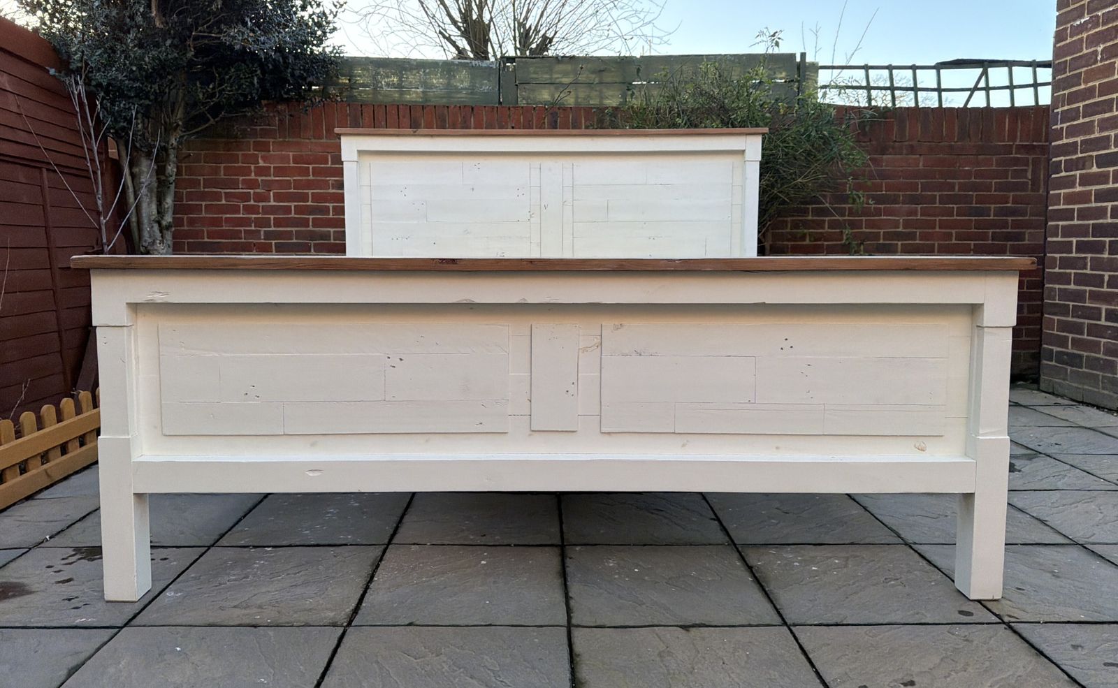 Pgt Reclaimed Cintra Driftwood Natural & Limestone Finish Super King Bed Frame   Great Condition photo furniture