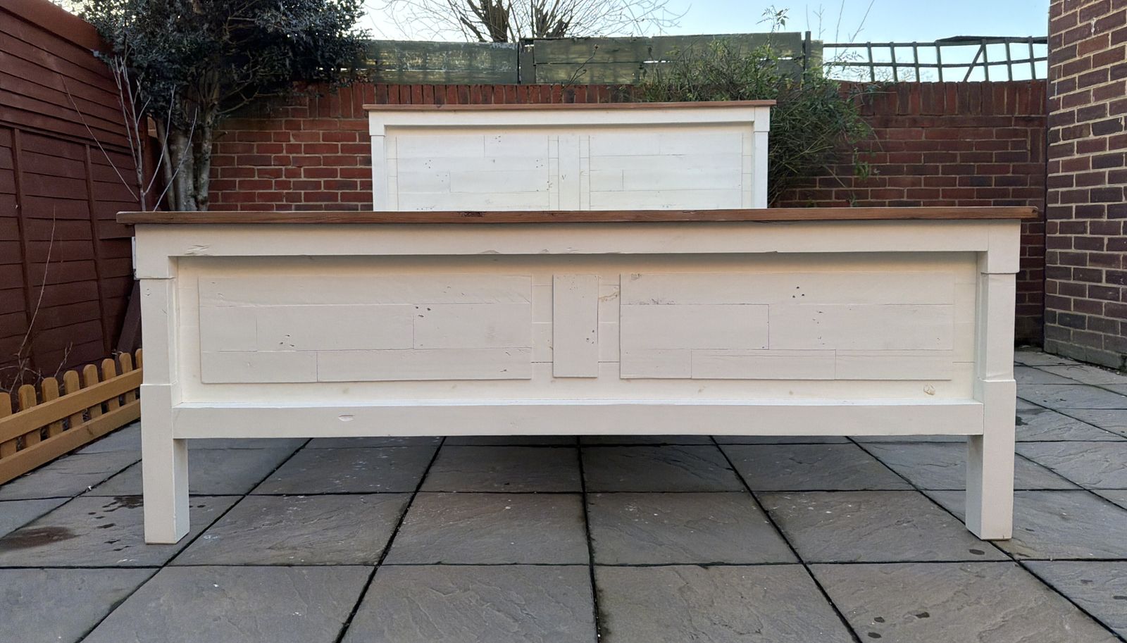 Pgt Reclaimed Cintra Driftwood Natural & Limestone Finish Super King Bed Frame   Great Condition photo for sale