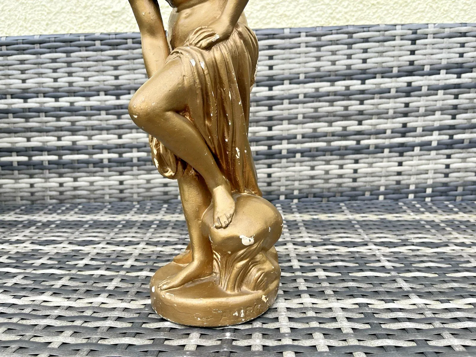 180.0 Antique French Plaster Chalkware Lady Maiden Bathing Figurine Venus By Allegrain photo