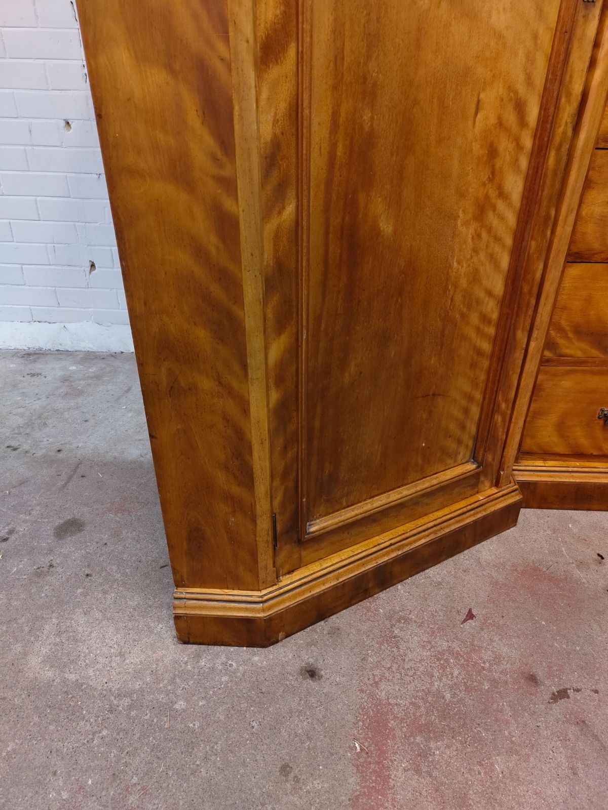 Antique Victorian Satin Birch Corner Wardrobe Armoire Compactum photo furniture