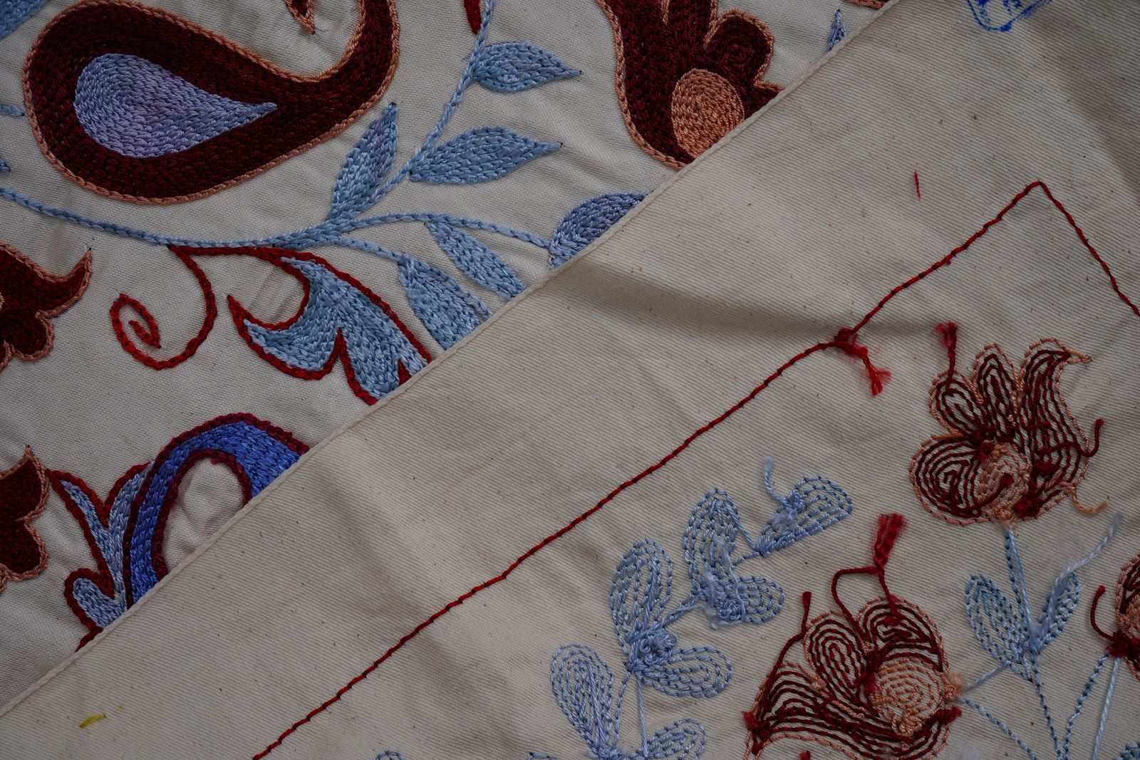 100.0 Floral Suzani Embroidery   Handmade Table Runner photo