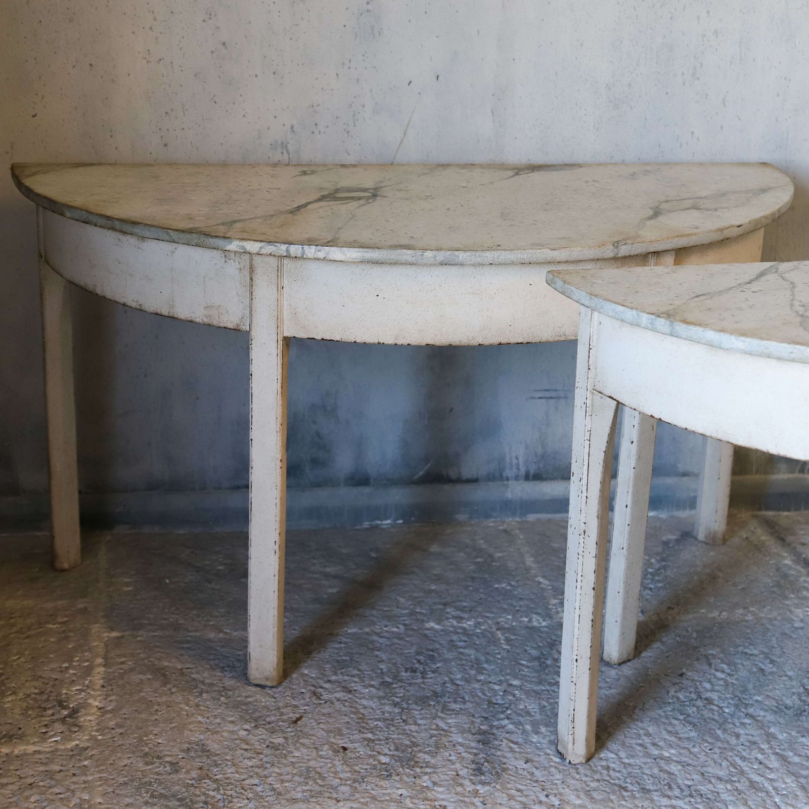 ​​​​​​​Pair Of Stylish Antique Georgian Demi Lune Console Tables With Marlborough Legs photo Furniture