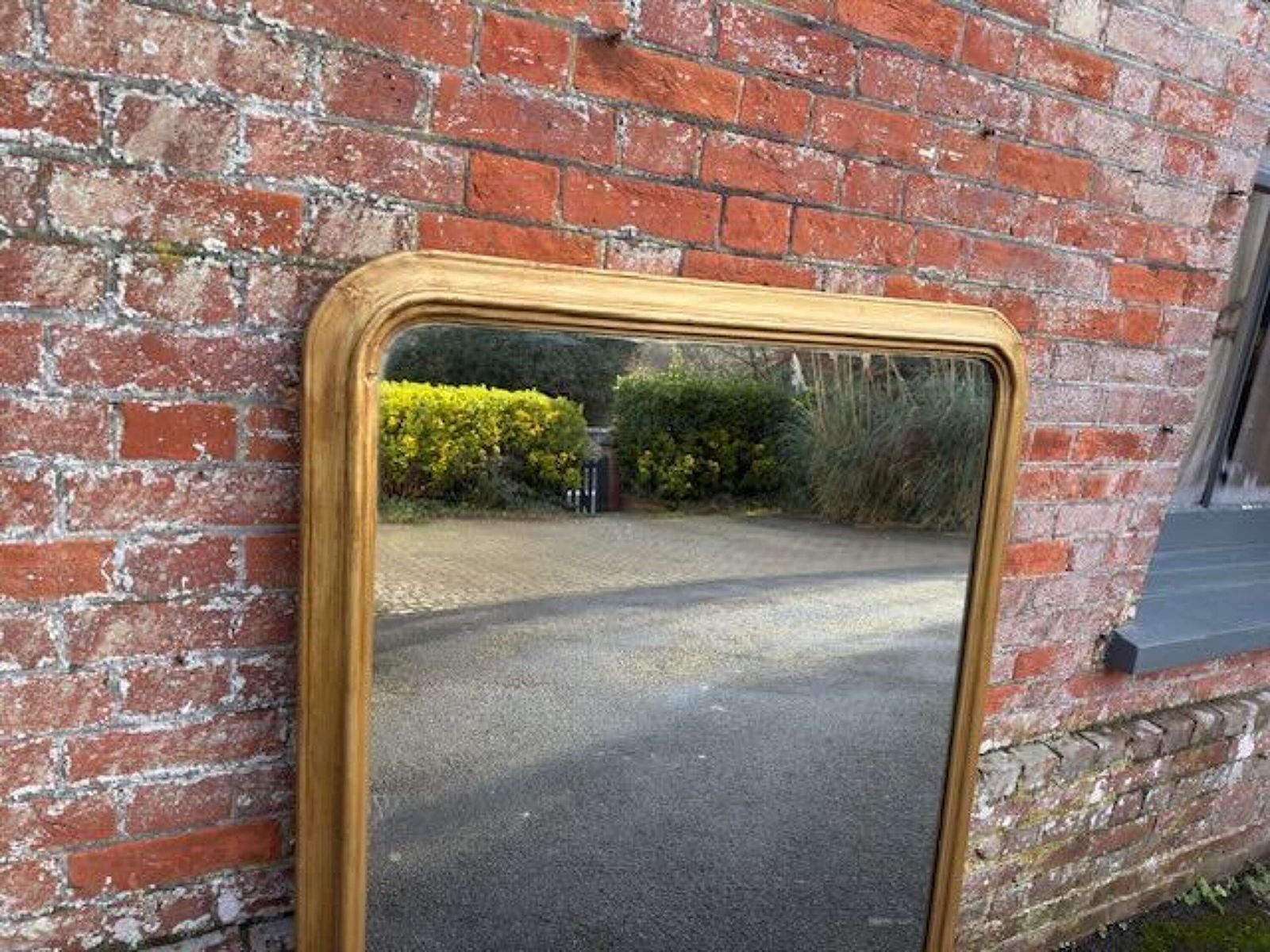 A Fabulous Large Antique English 19th C Arched Top Gilt Overmantle Mirror. photo furniture