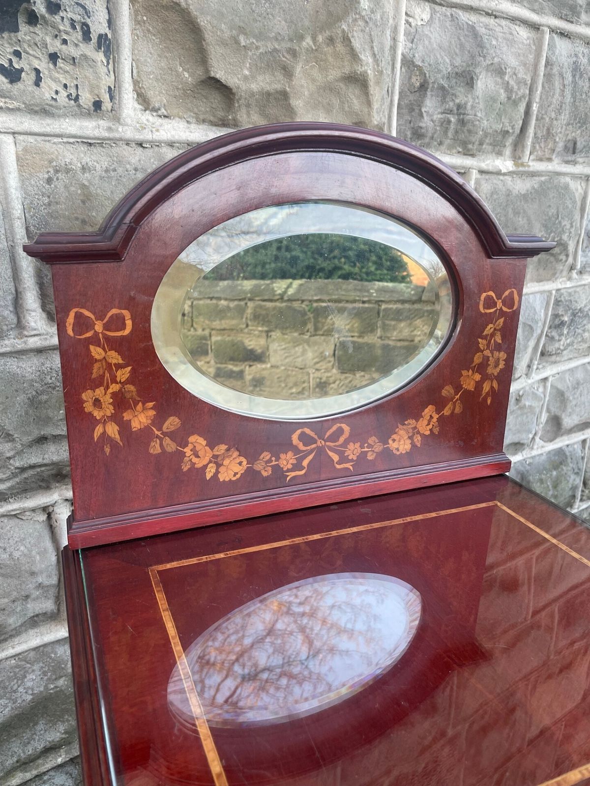 Edwardian Inlaid Mahogany Bedside Cabinet photo vintage
