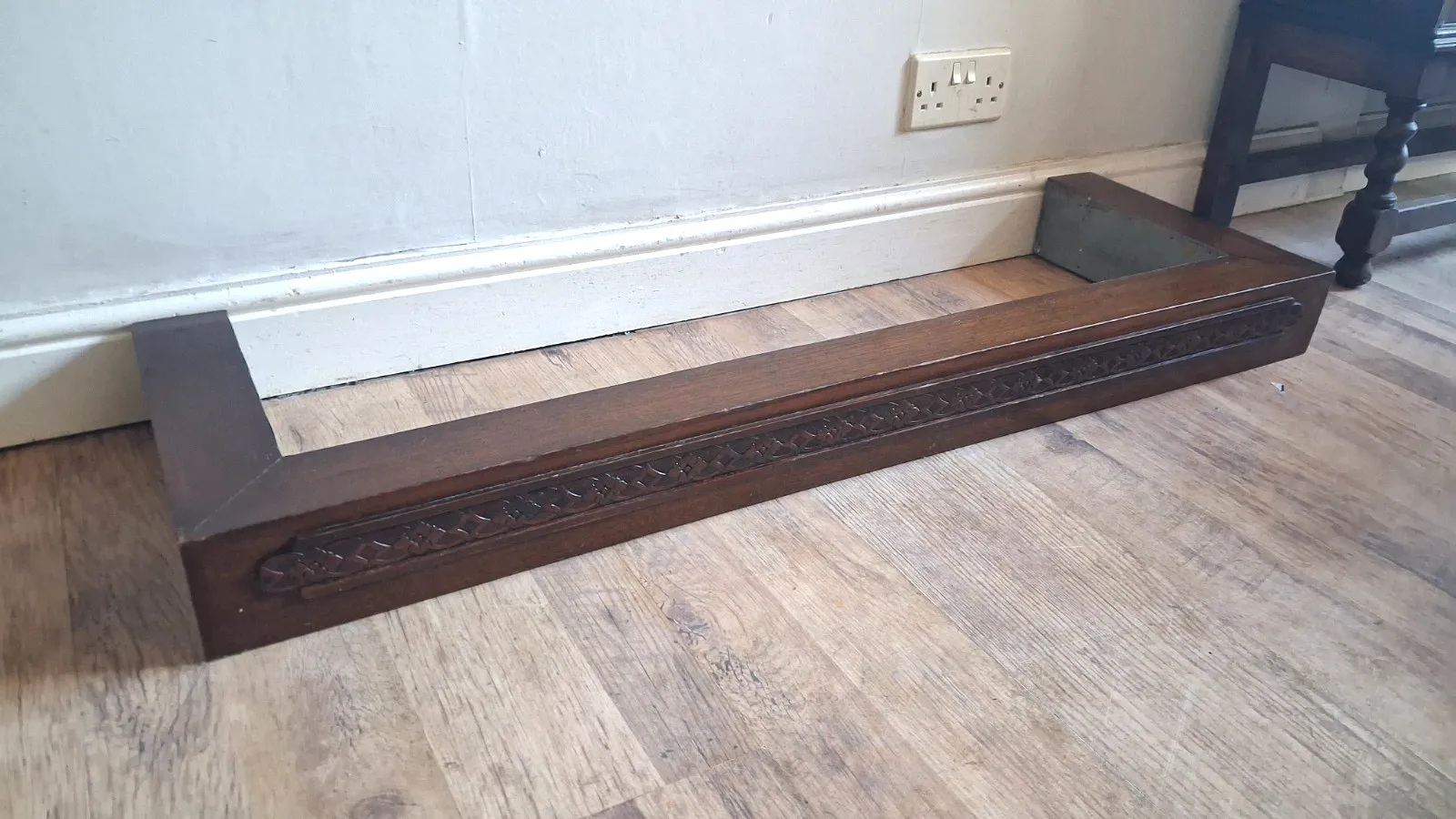 Delightful Original Art Deco 1930's Solid Oak Fireplace Fender /Guard photo Home Fixtures