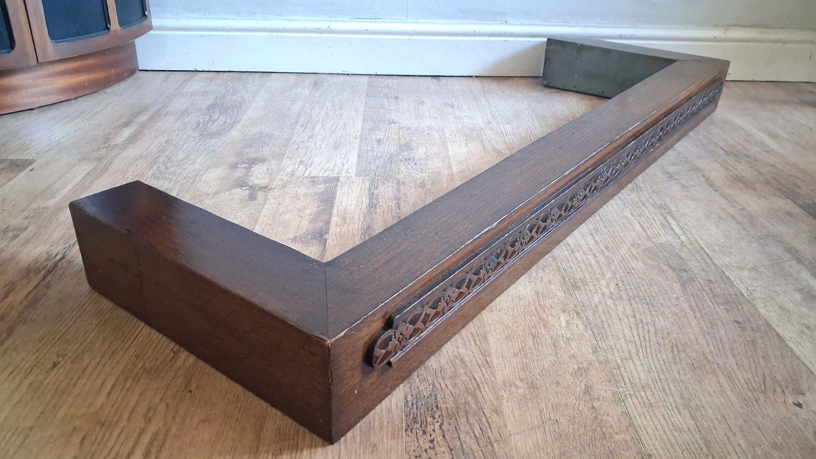 Delightful Original Art Deco 1930's Solid Oak Fireplace Fender /Guard photo 165.0