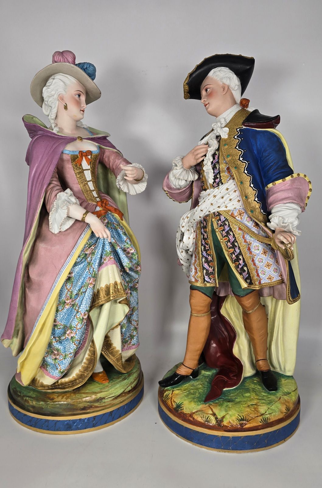A Pair Of 19th Century Large French Porcelain Hand Painted Figures, Circa 1860 photo furniture