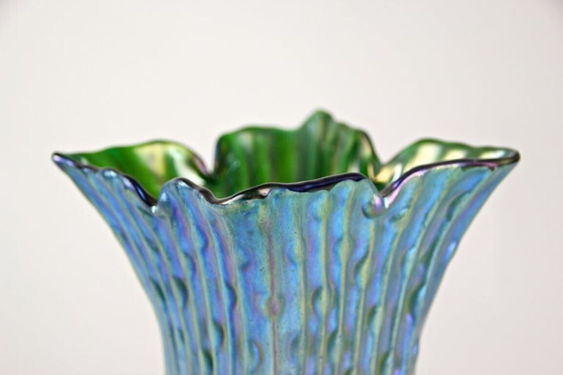 20th Century Art Nouveau Glass Vase By W. Kralik   Iridescent, Bohemia Ca. 1902 photo Home Decor