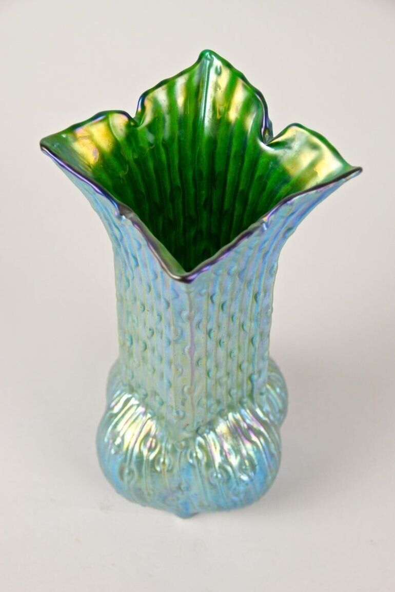 photo furniture 20th Century Art Nouveau Glass Vase By W. Kralik   Iridescent, Bohemia Ca. 1902