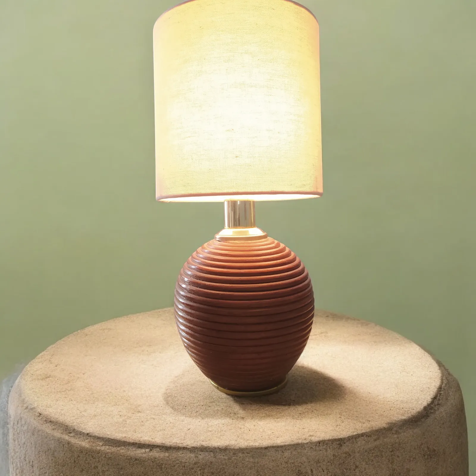 Pair 1970's Pencil Reed Table/Bedside Lamps. photo for sale