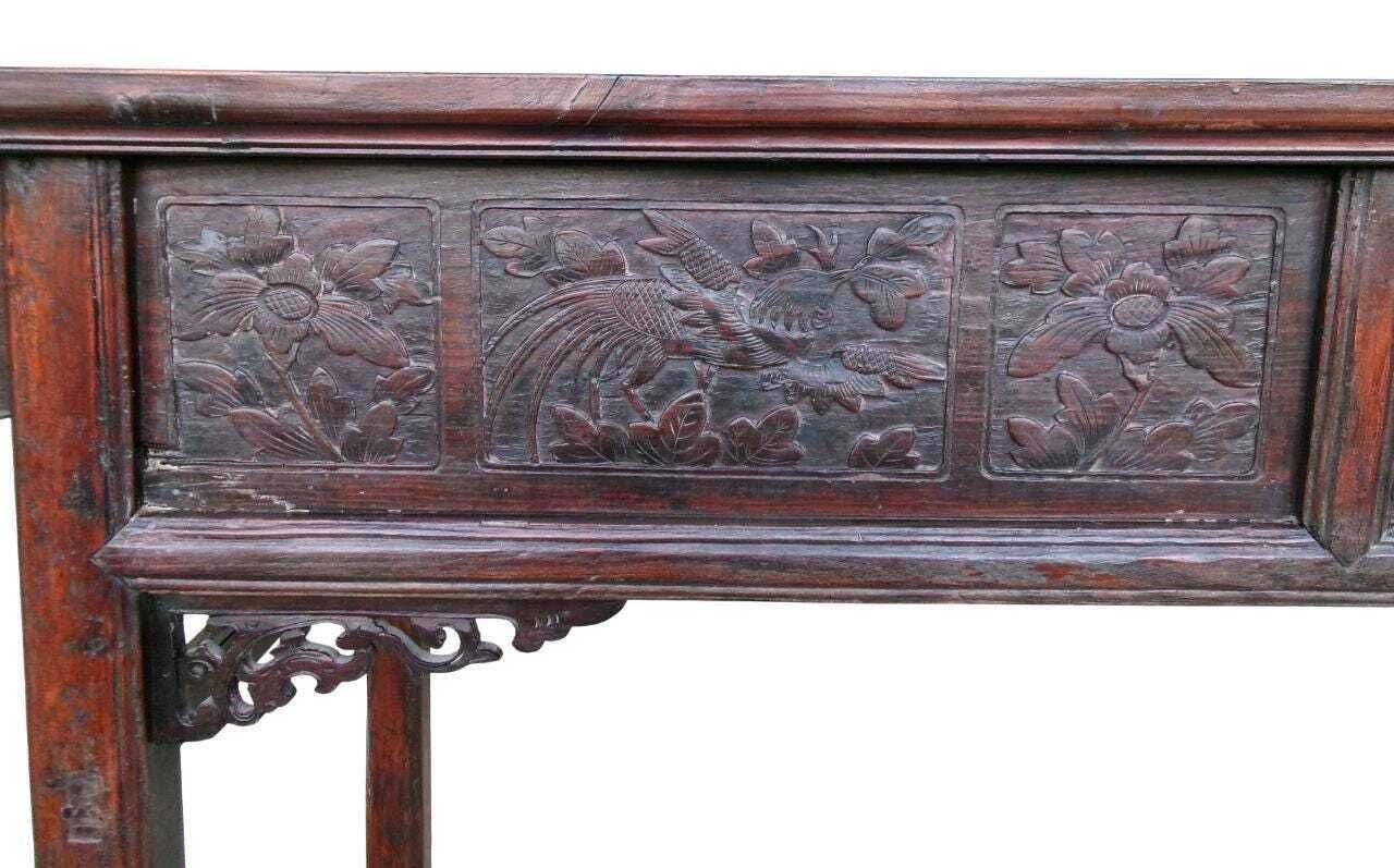 Furniture Antique Chinese Altar Table, C1830s, Auspicious Carvings, Large Oriental Asian Temple Table, Gong An photo
