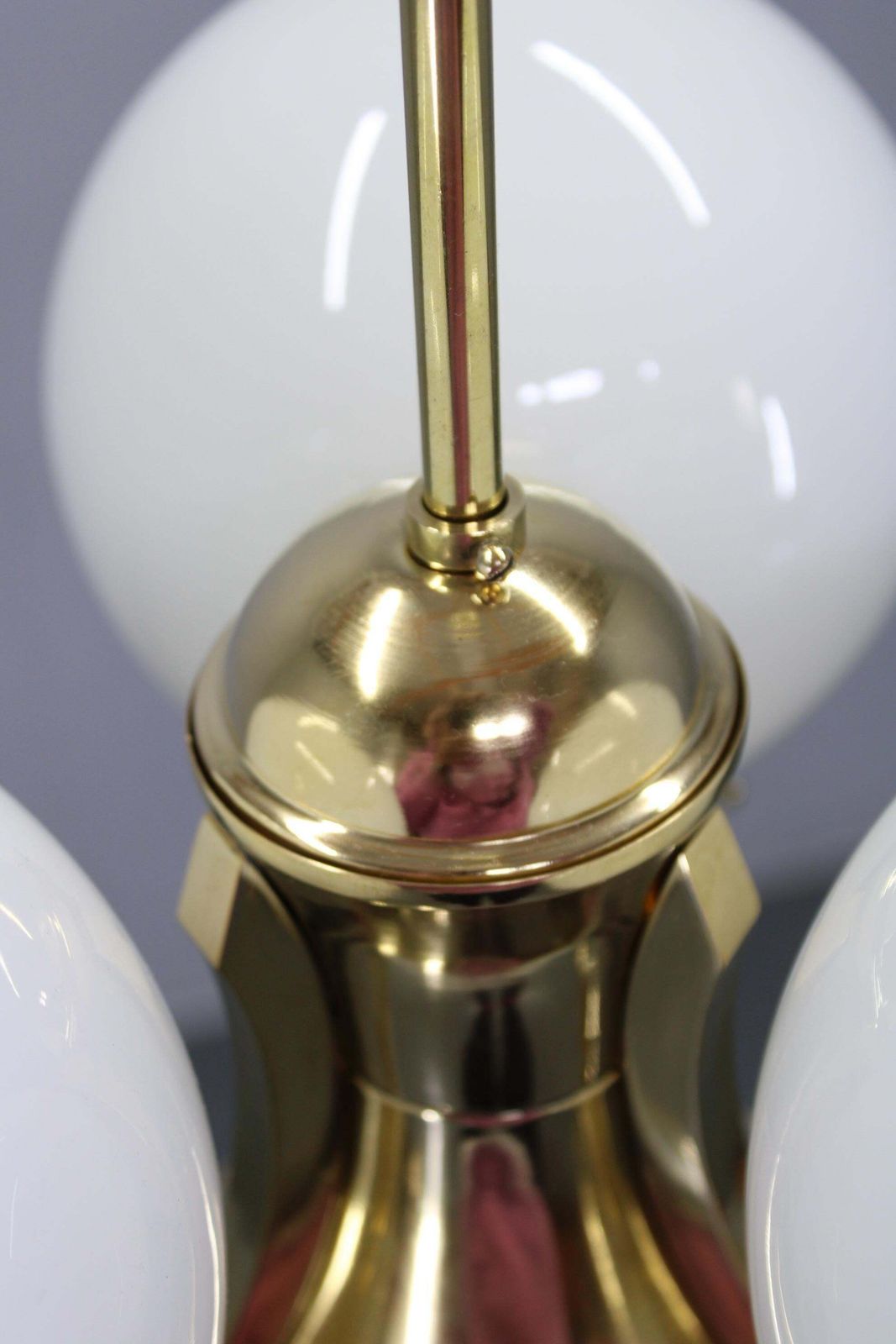 Art Deco Brass Chandelier With Opaline Glass, Czechoslovakia, 1930s photo buy