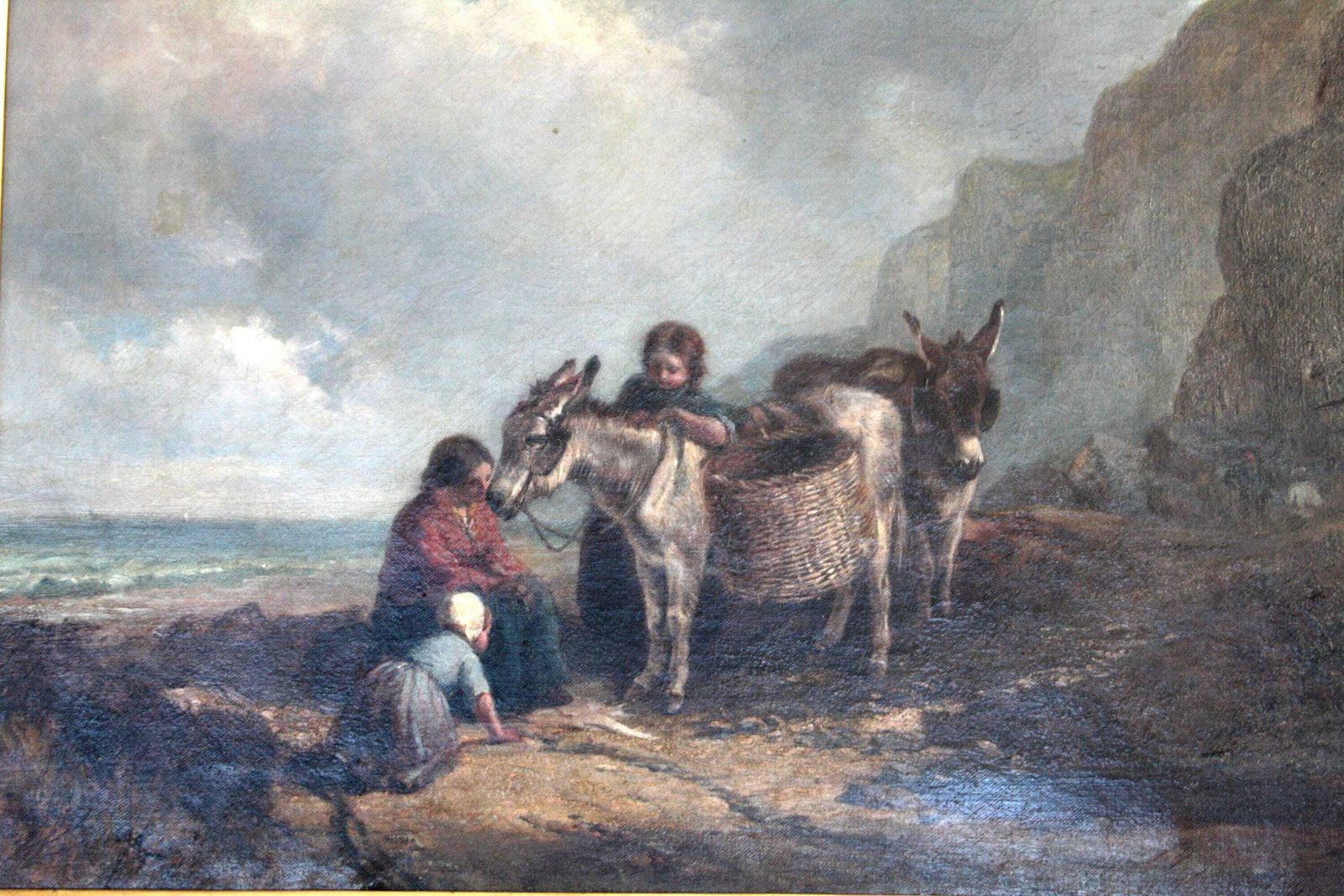 Oil Painting Joseph Paul Pettitt & George Young "Mussel Gatherers On The South Coast" Matte photo furniture