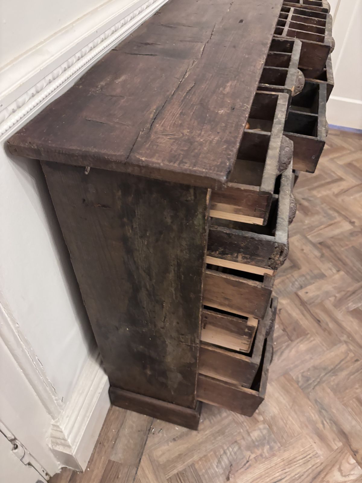 Twice Bank Of Drawers Chemist Apothecary 24 Drewers photo vintage