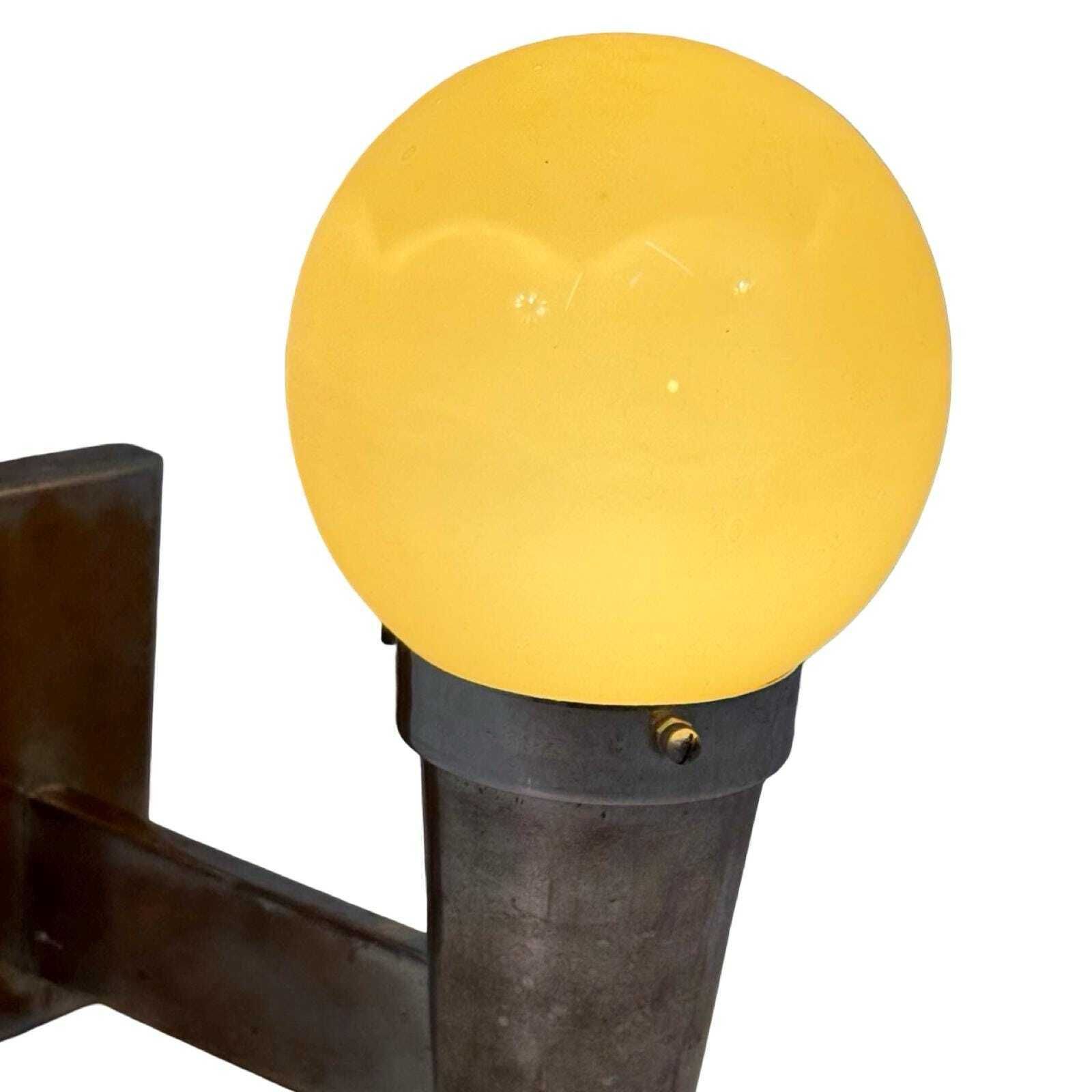 Napako (Czech)   Art Deco (Style)   Wall Mounted Lamp With Yellow, Opaline Glass And Chrome Plated, Copper Mount photo Lighting