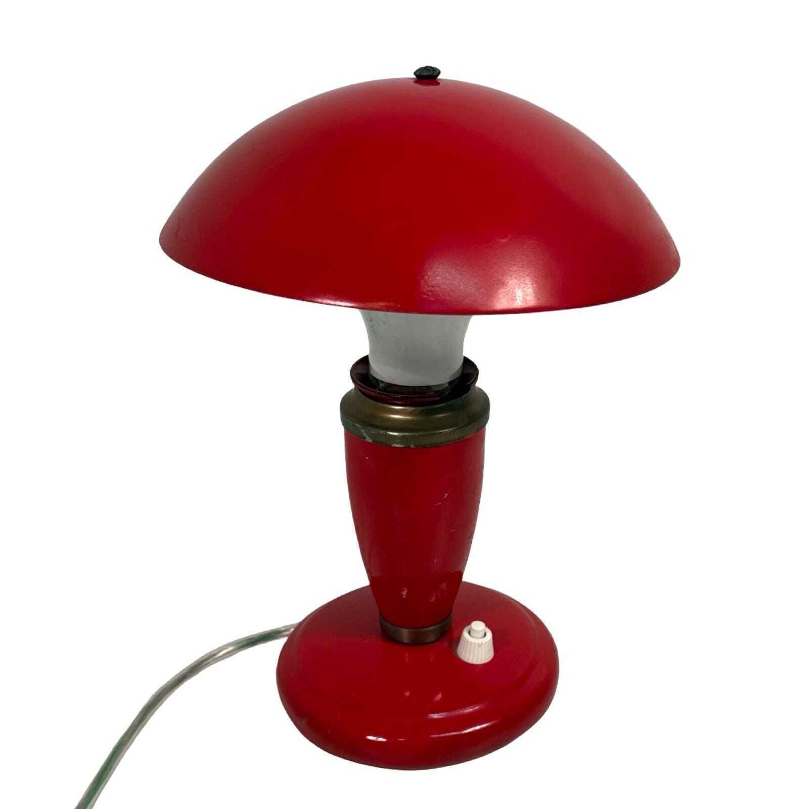 Pop Art / Space Age Design   Mushroom Lamp With Clamped On Shade   Red   Ca. 1960's   Soviet Union photo for sale