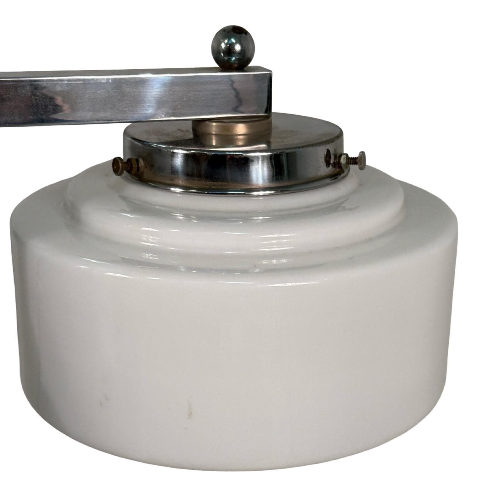 Art Deco   Gispen   Wall Mounted Lamp With Opaline Glass And Chrome Plated Mount   Stepped / Stair Hood photo Lighting